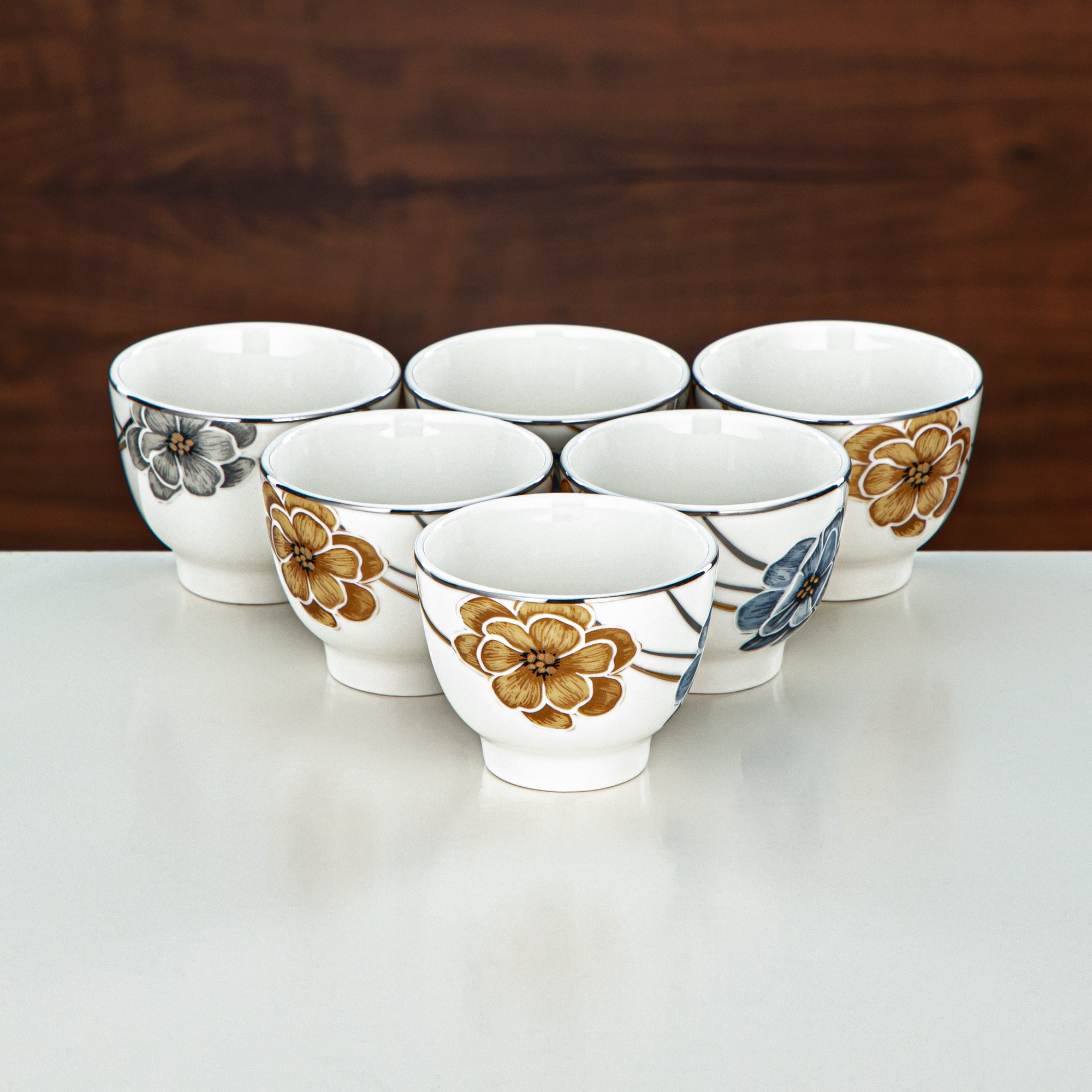 Almarjan Vacuum Flask & Tea Set ABS Matt Silver & Matt Gold 20 Pieces (GOK-S-MS-MG + 18PCS-12256-1) – Elegant Serving | Ramadan & Gatherings