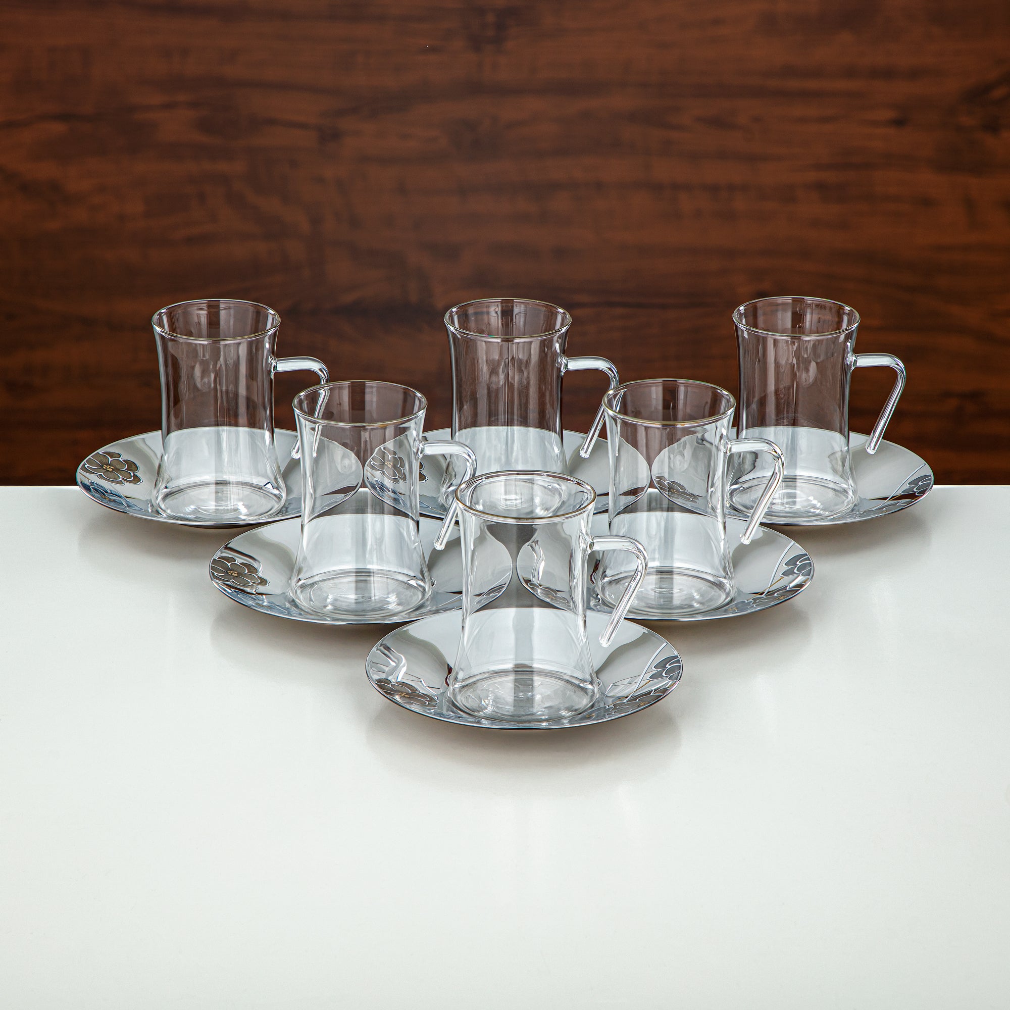 Almarjan Tea Set Borosilicate Glass, Stainless Steel & Porcelain 18 Pieces (18PCS-12256-1) – Elegant Floral Tea Collection