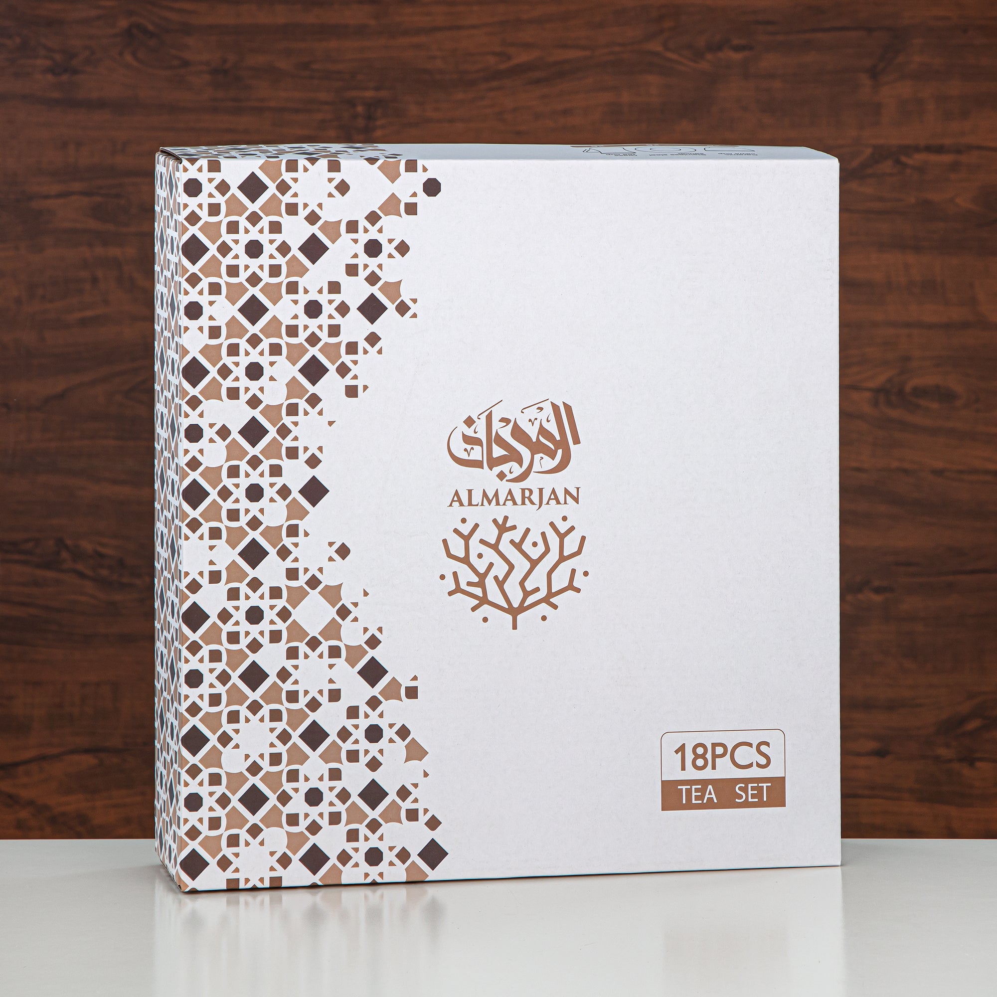 طقم شاي المرجان زجاج بوروسيليكات، ستانلس ستيل وخزف 18 قطعة (18PCS-12257-2) – مجموعة شاي إيميرالد بلوم