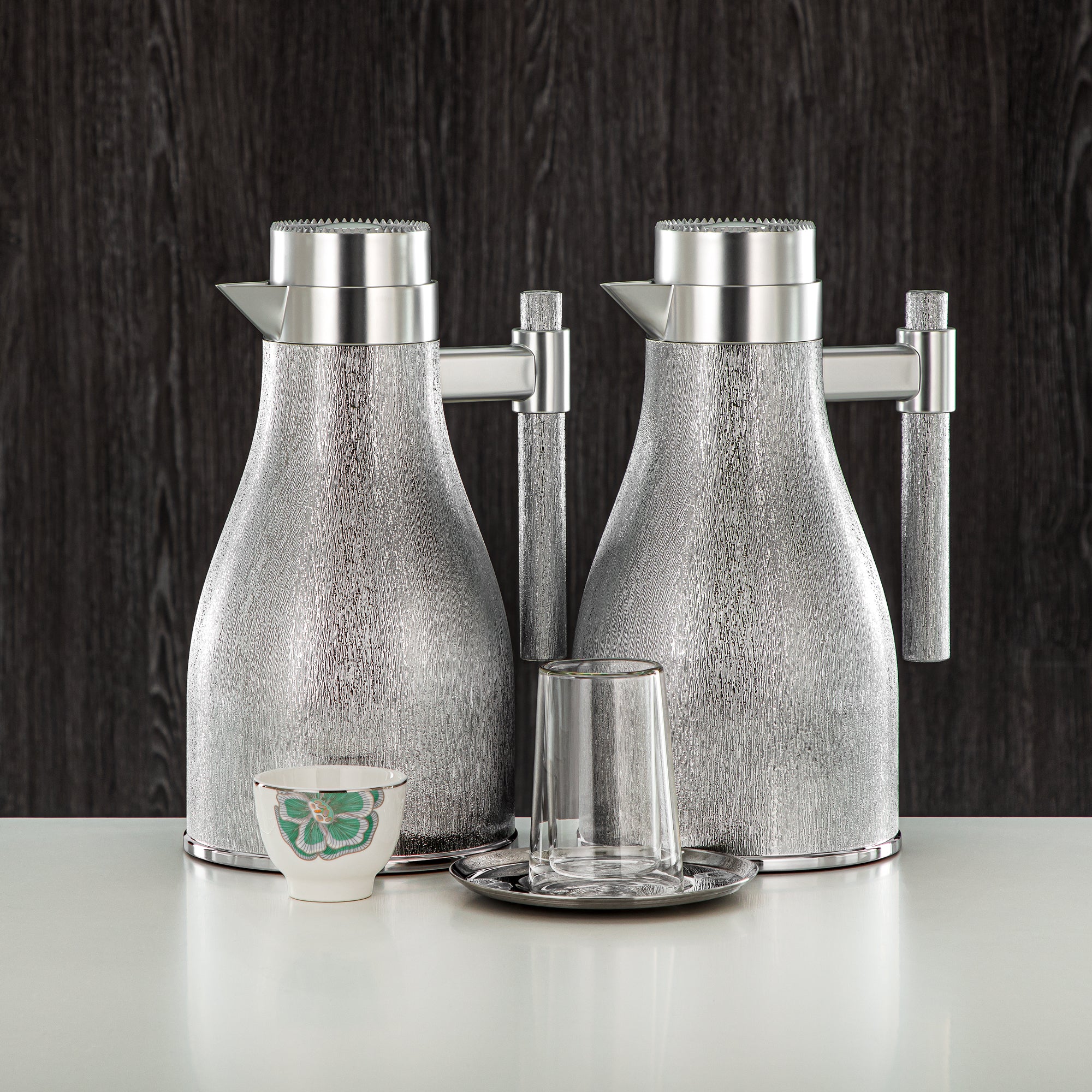 Almarjan Vacuum Flask Set 20 Pieces | Matt Silver 1L + 1L (GOK-S-MS-MS + 18PCS-12257-3) – Elegant Serving | Gatherings, Special Occasions, Ramadan, Eid