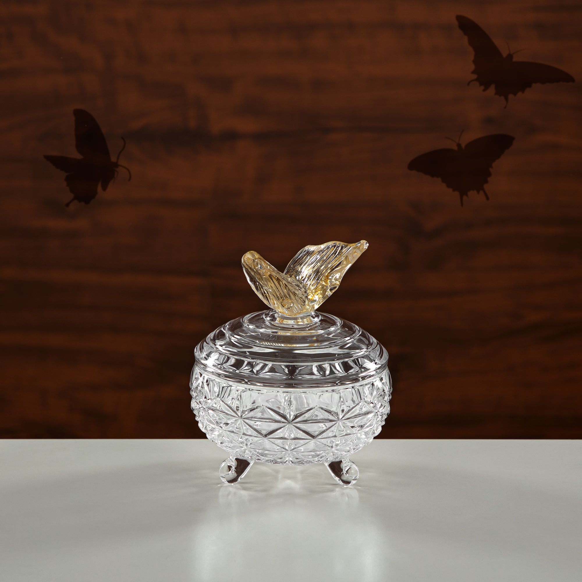 وعاء حلوى المرجان 11 سم زجاج شفاف وعسلي (41013-110L-BA) قطع أنيقة للضيافة