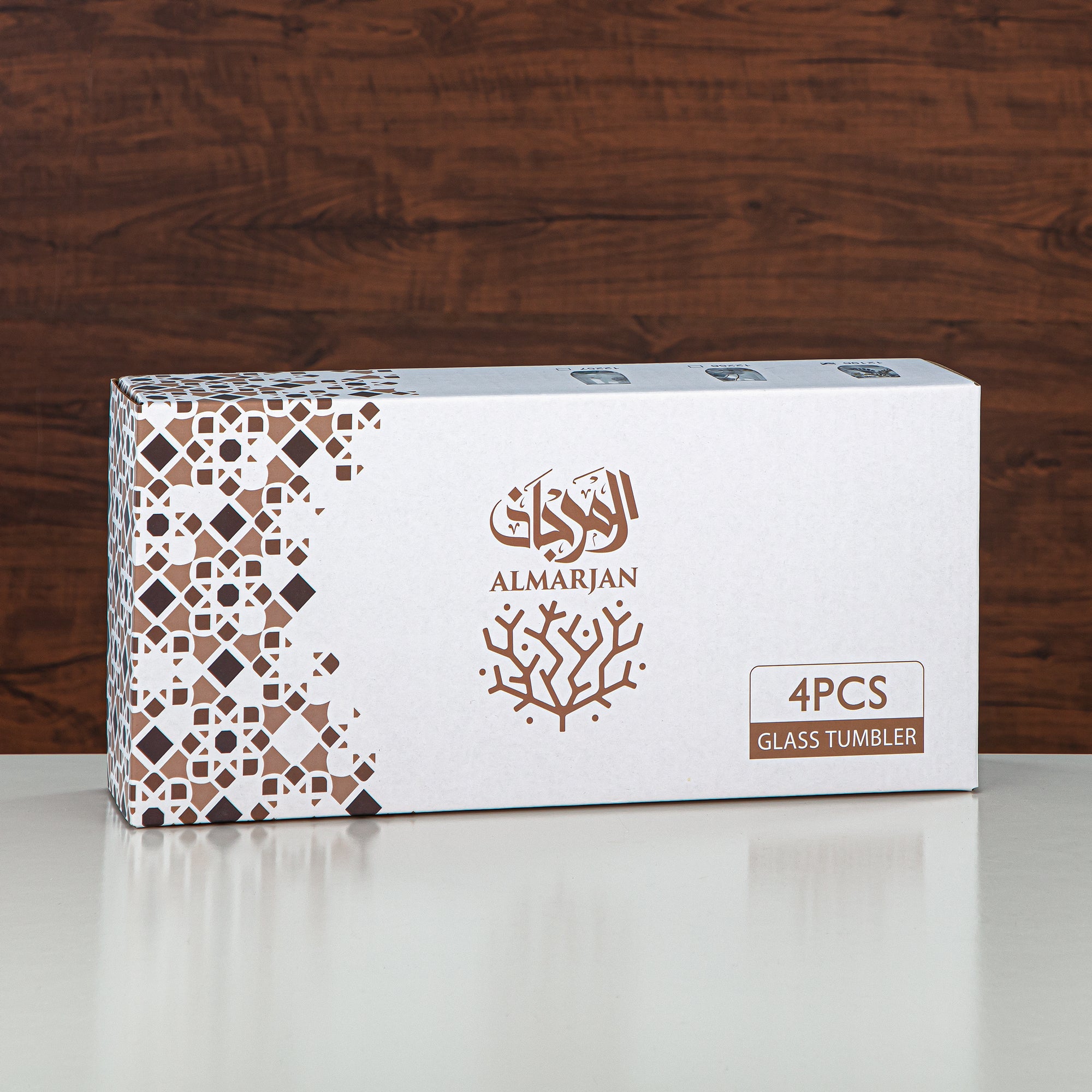 مجموعة أكواب زجاجية مزخرفة من المرجان فلورال 4 قطع (8233-5-12256) – أدوات تقديم أنيقة يومية