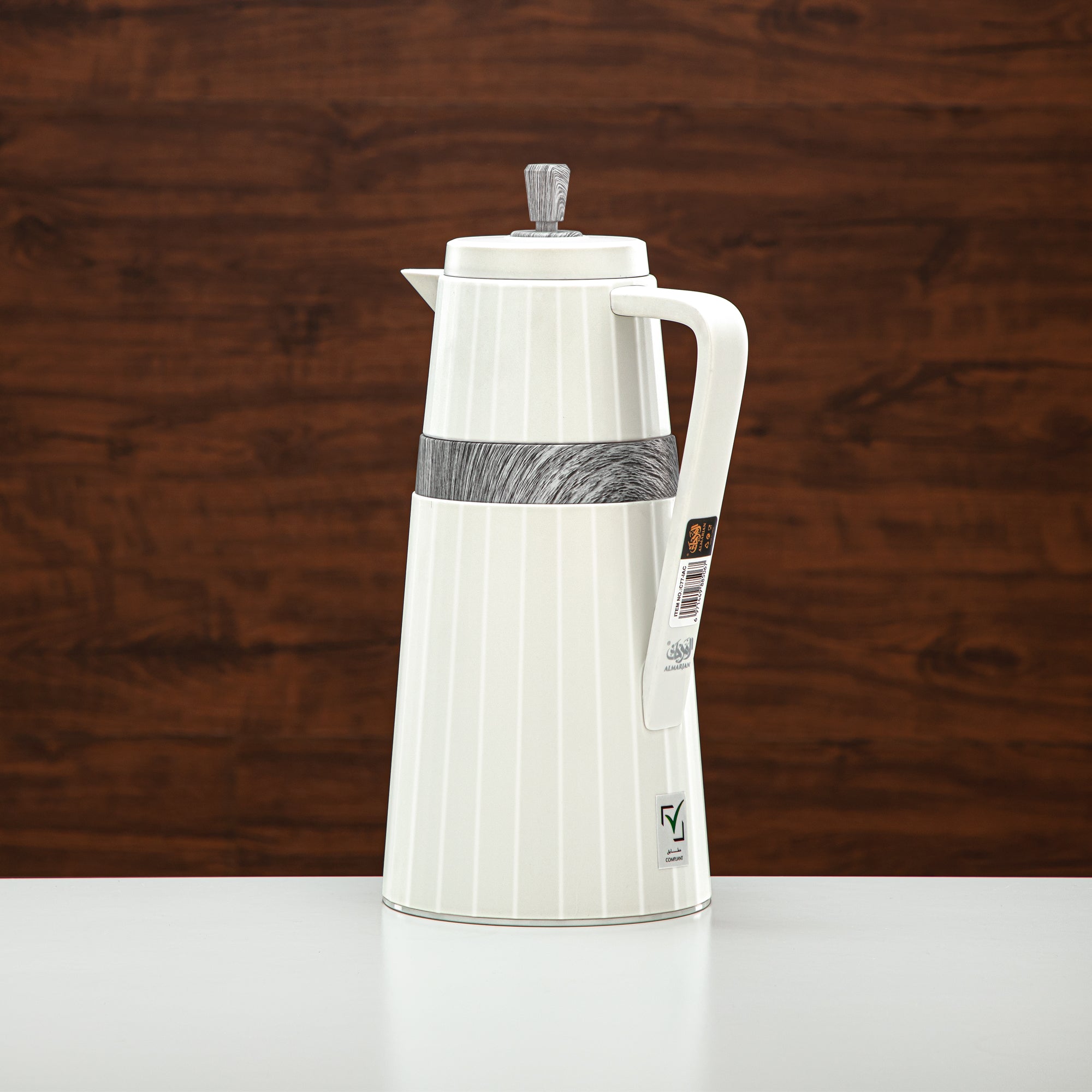 Almarjan 2 Pieces Vacuum Flask Set Ivory & Grey Marble - C77-IGM
