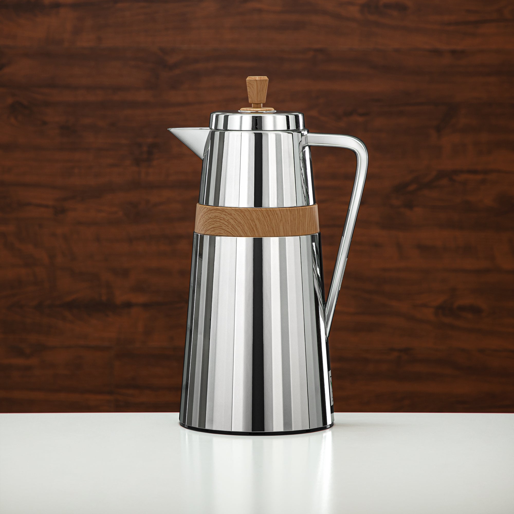 المرجان طقم ترامس قطعتان فضي وخشب - C77-SCW