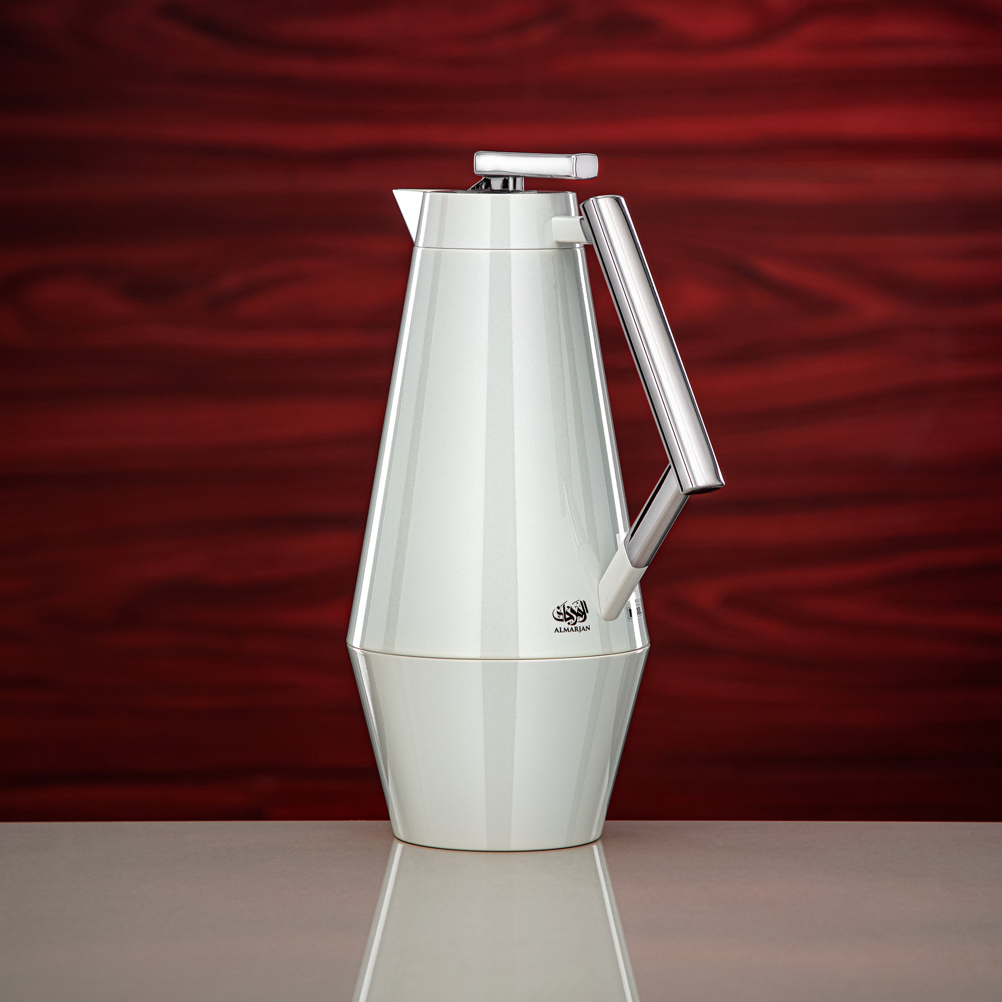 Almarjan Vacuum Flask Set 0.7L & 1L Pearl White & Silver