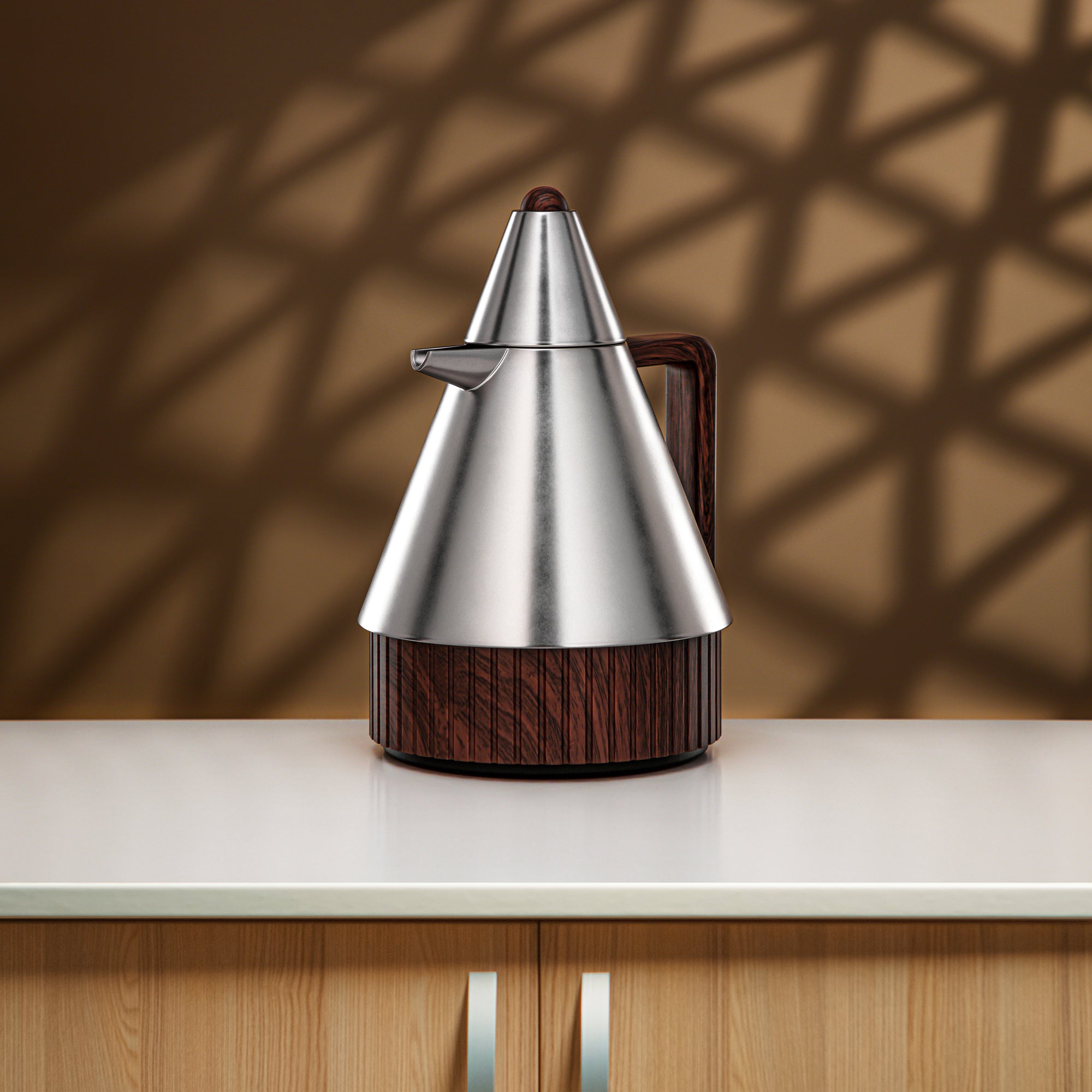 Almarjan Vacuum Flask Set 1L + 1L Matt Nickel & Dark Wood