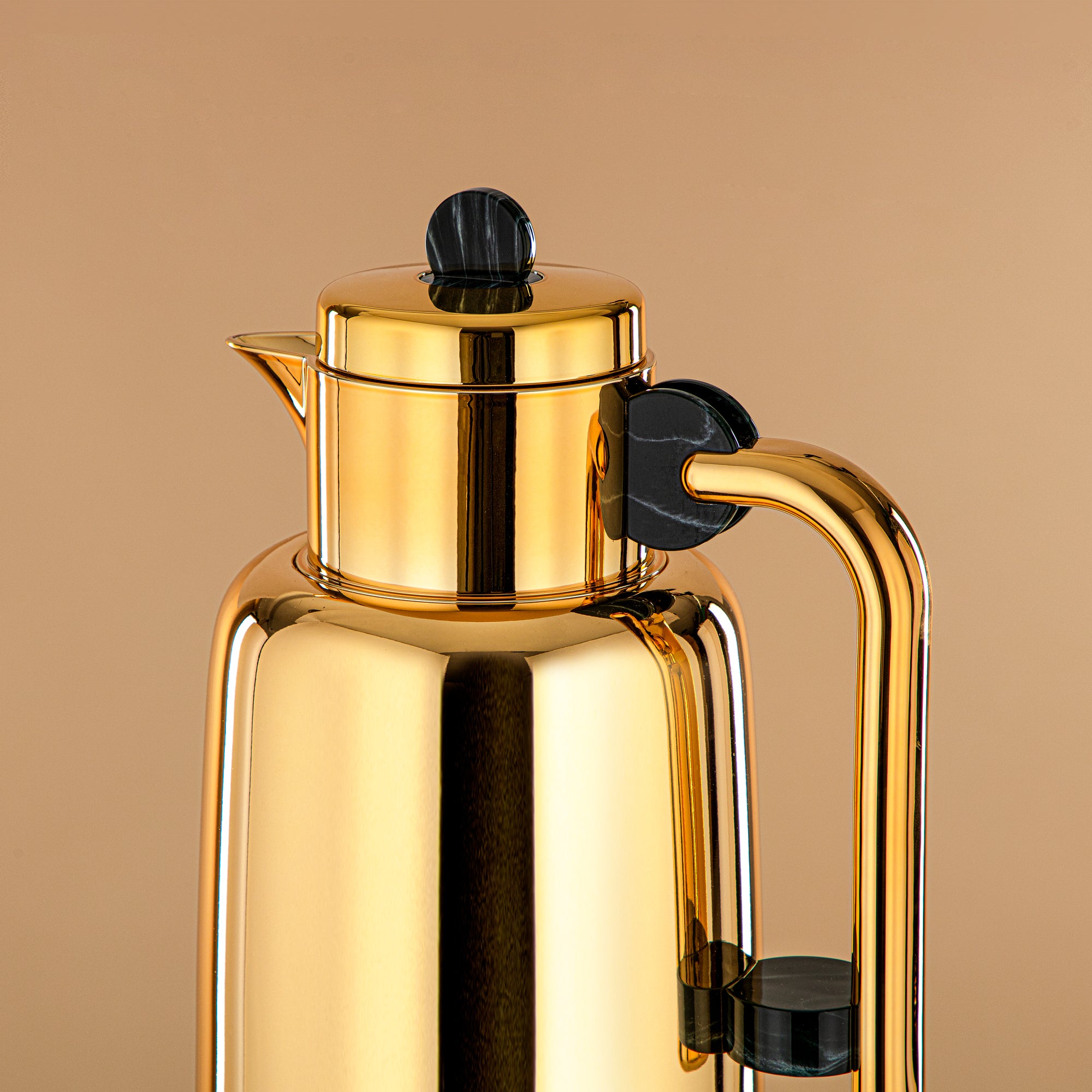 ألمرجان طقم ترامس - 0.7 لتر + 1 لتر، ذهبى وأسود/رخام أخضر (FG808-070/100 GM/G) - لتقديم الشاي والقهوة