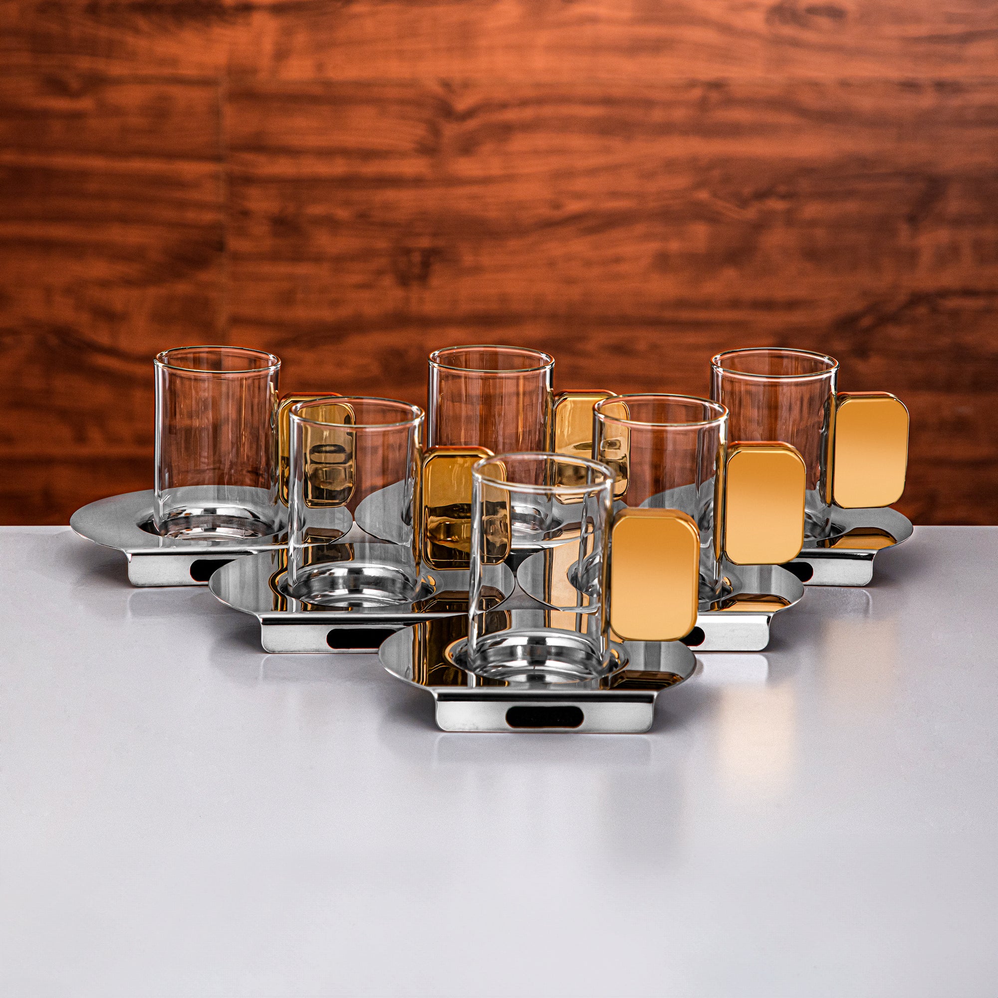 طقم تقديم المرجان 24 قطعة فضي وذهبي