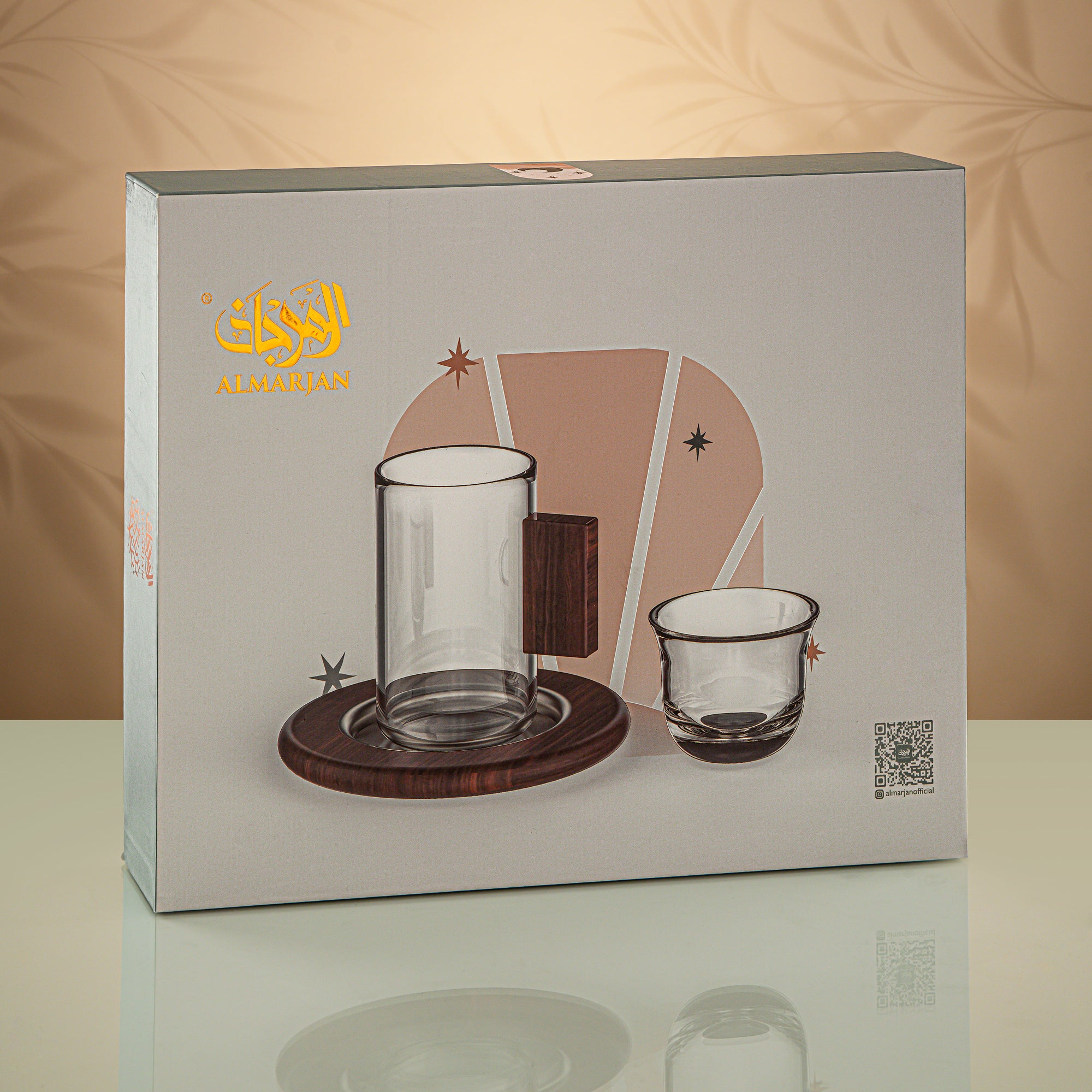 طقم شاي المرجان مكون من 18 قطعة شفاف مع لمسات ضبابية وسوداء داكنة