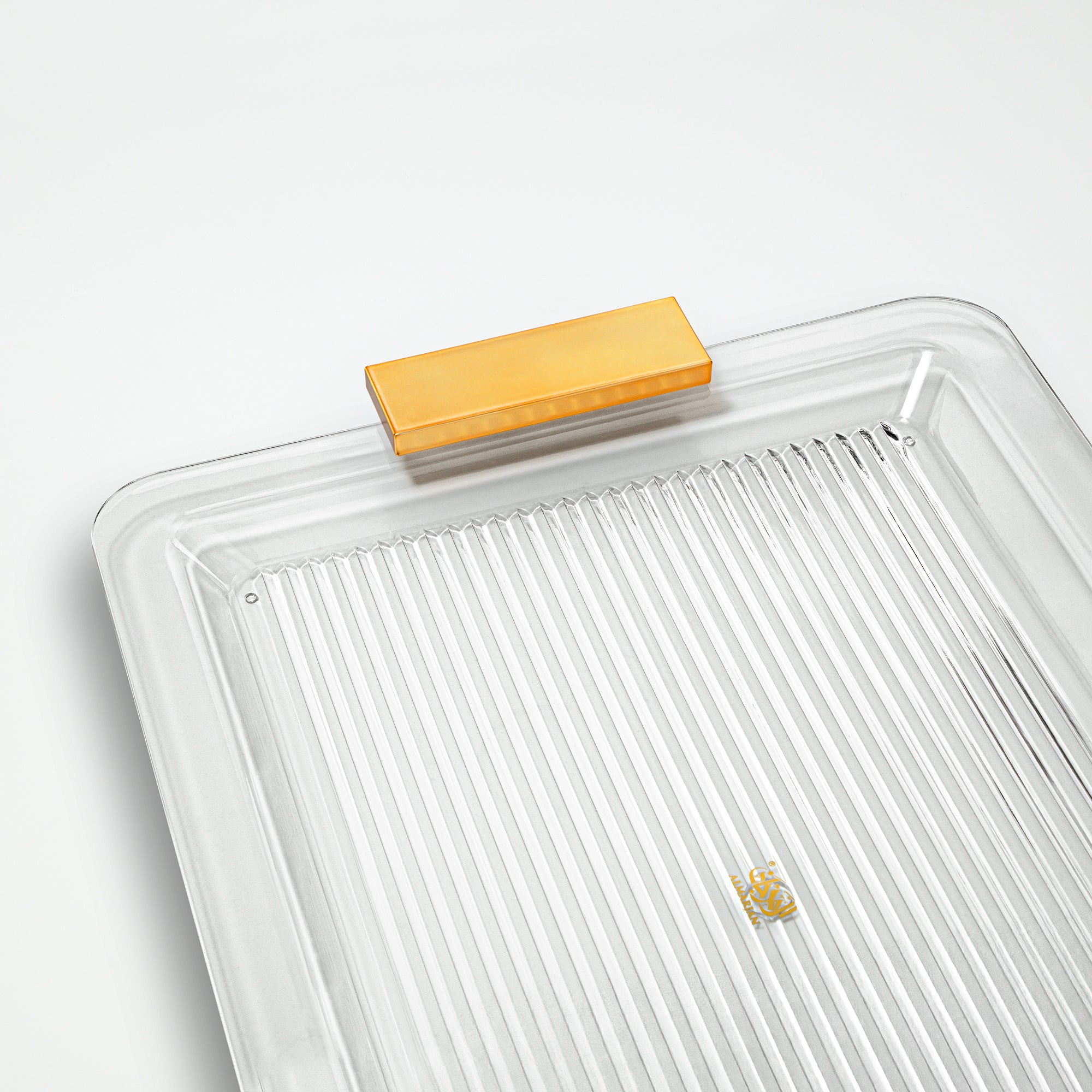 Almarjan Acrylic Tray 50cm Clear with Matt Gold Handles
