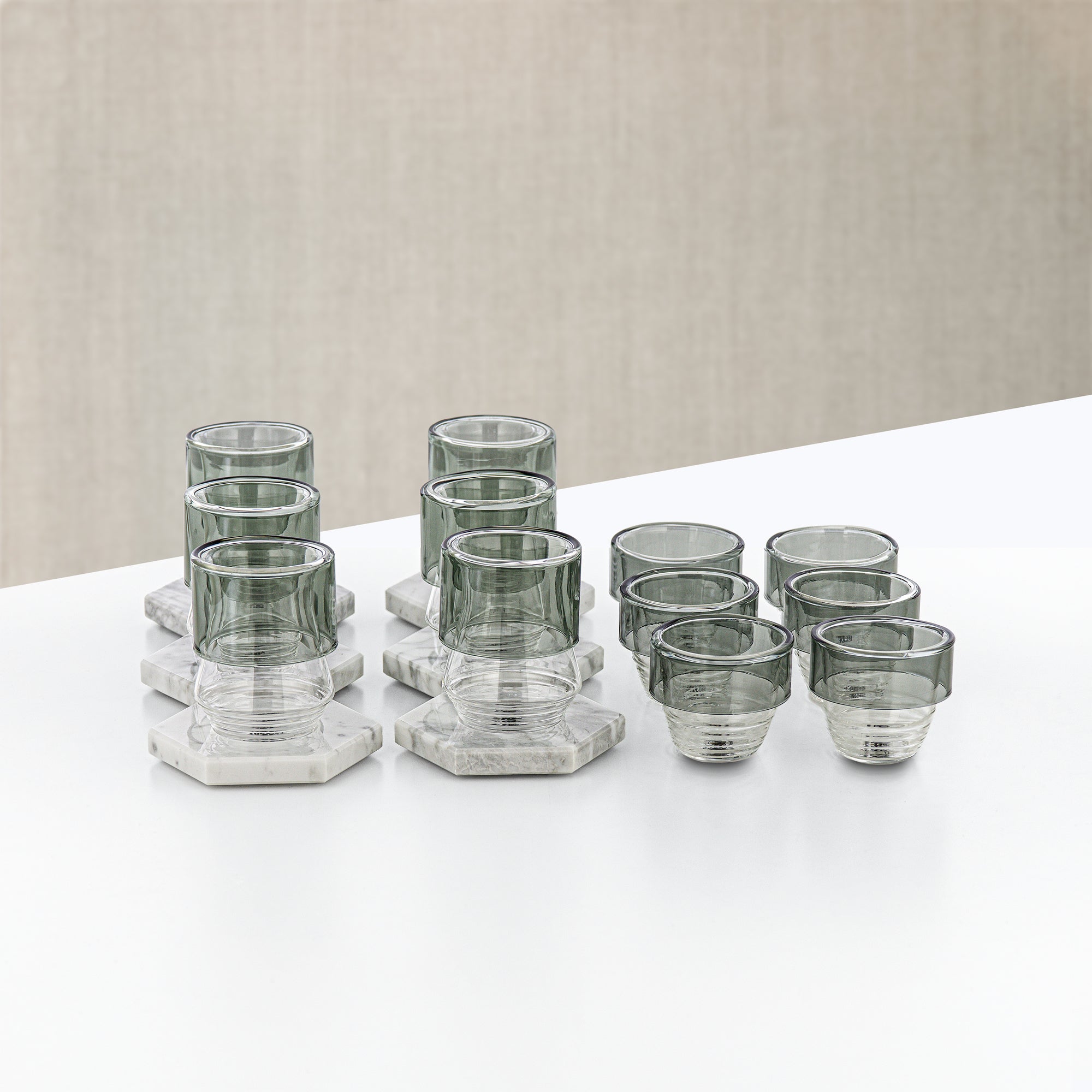 Almarjan Vacuum Flask & Tea Set 20 Pieces Matt Black Marble