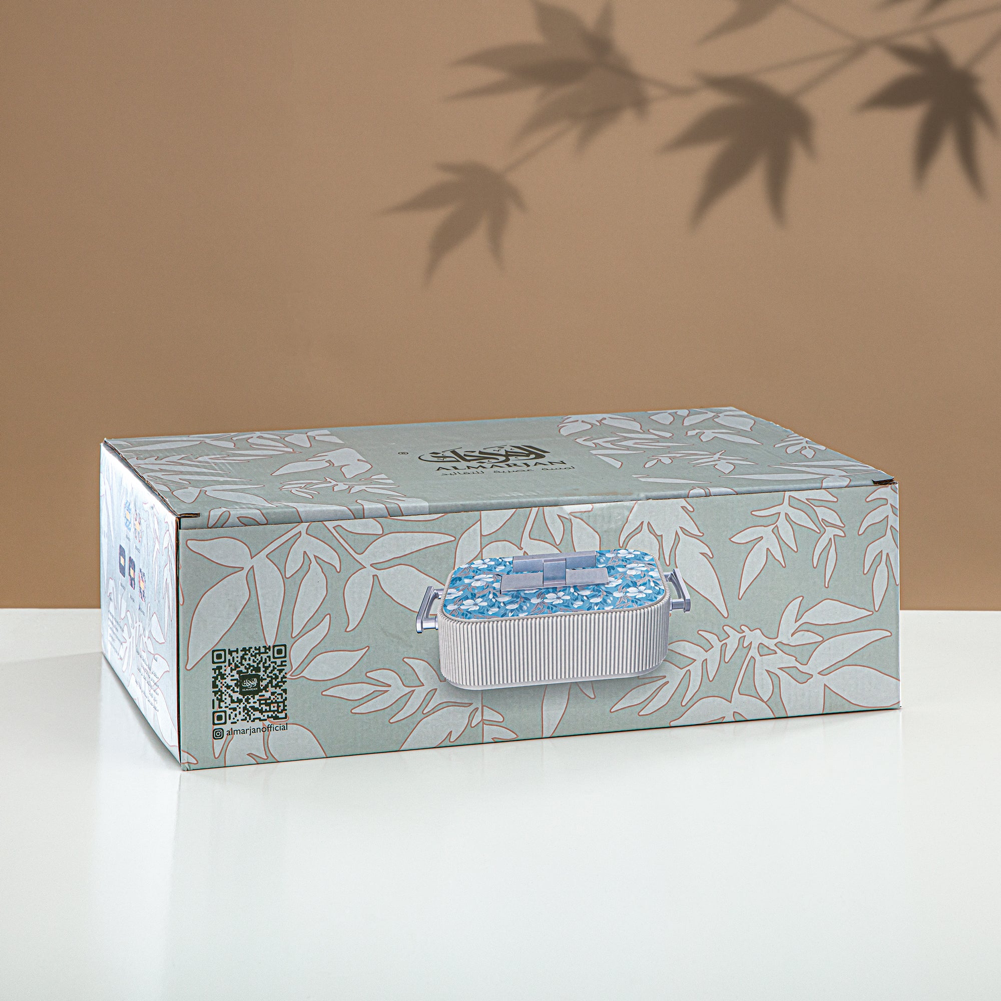 حرارات المرجان سعة ABS،  4000 مل، بيج مزهر وفضي مطفي (HP06-400SP-AZ05S) - تقديم أنيق