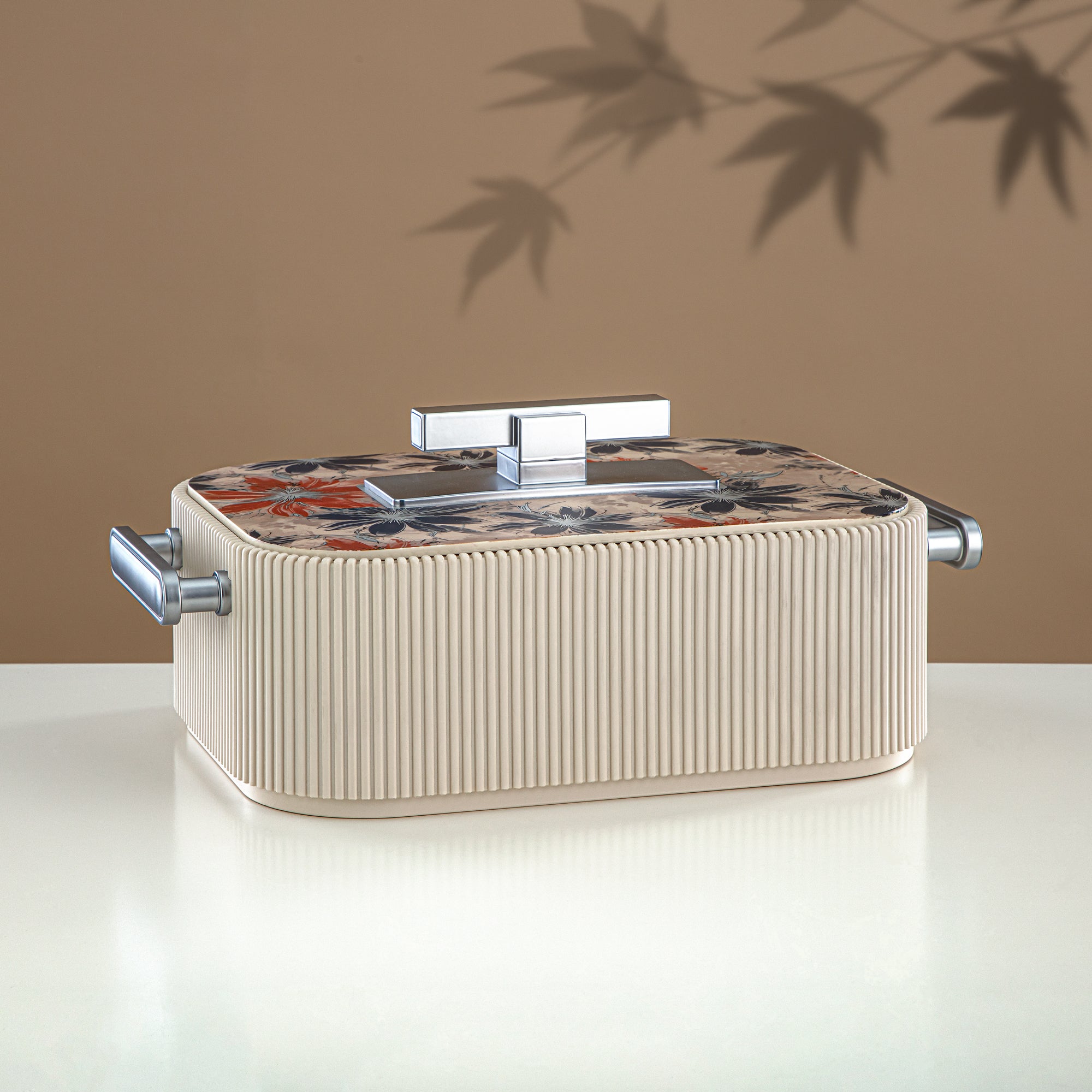 حرارات المرجان سعة ABS،  4000 مل، بيج مزهر وفضي مطفي (HP06-400SP-AZ05S) - تقديم أنيق