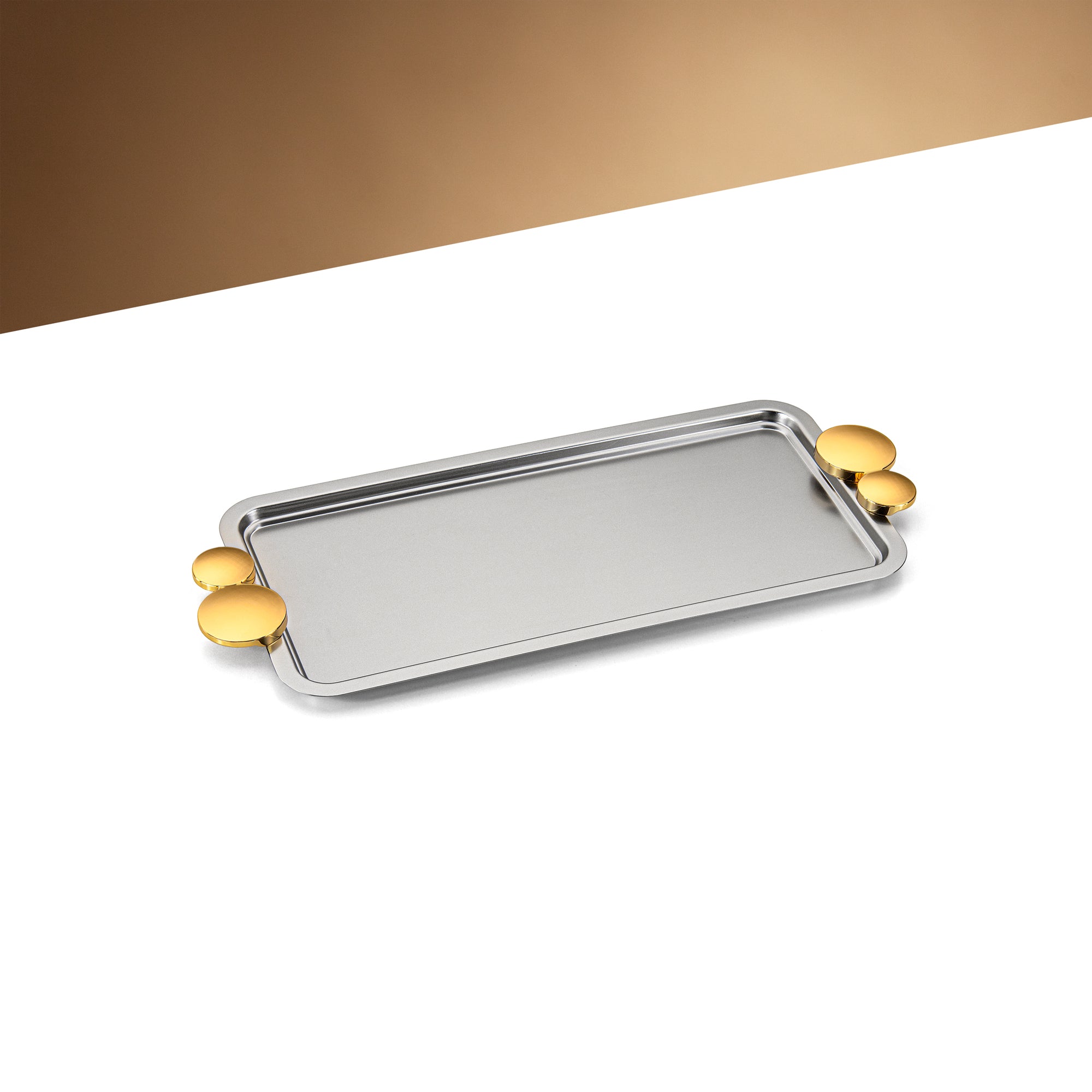 Almarjan 35 CM Serving Tray Matte Nickel & Gold - HT2506018