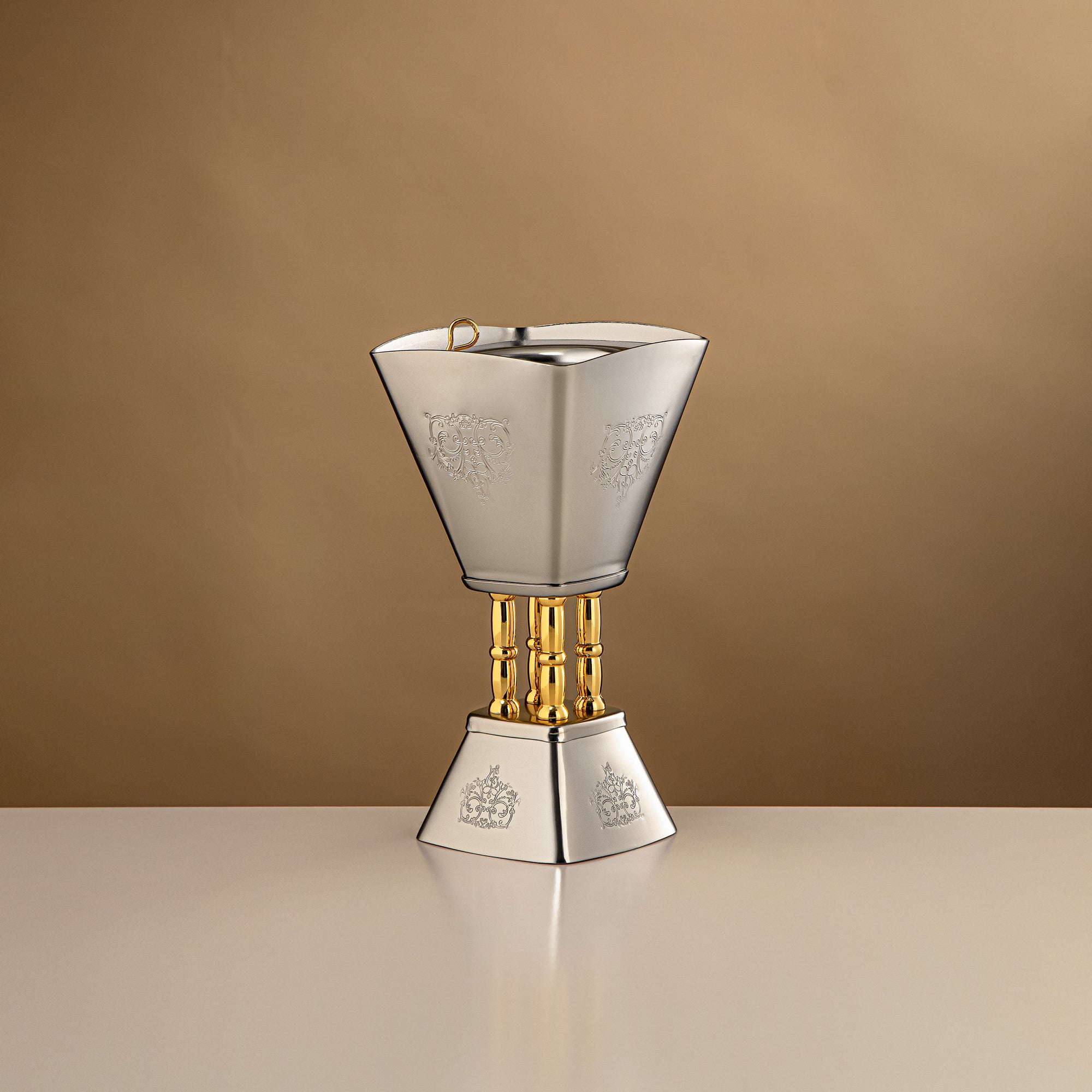 Almarjan 20 CM Incense Burner Matte Nickel & Gold - HT2506077