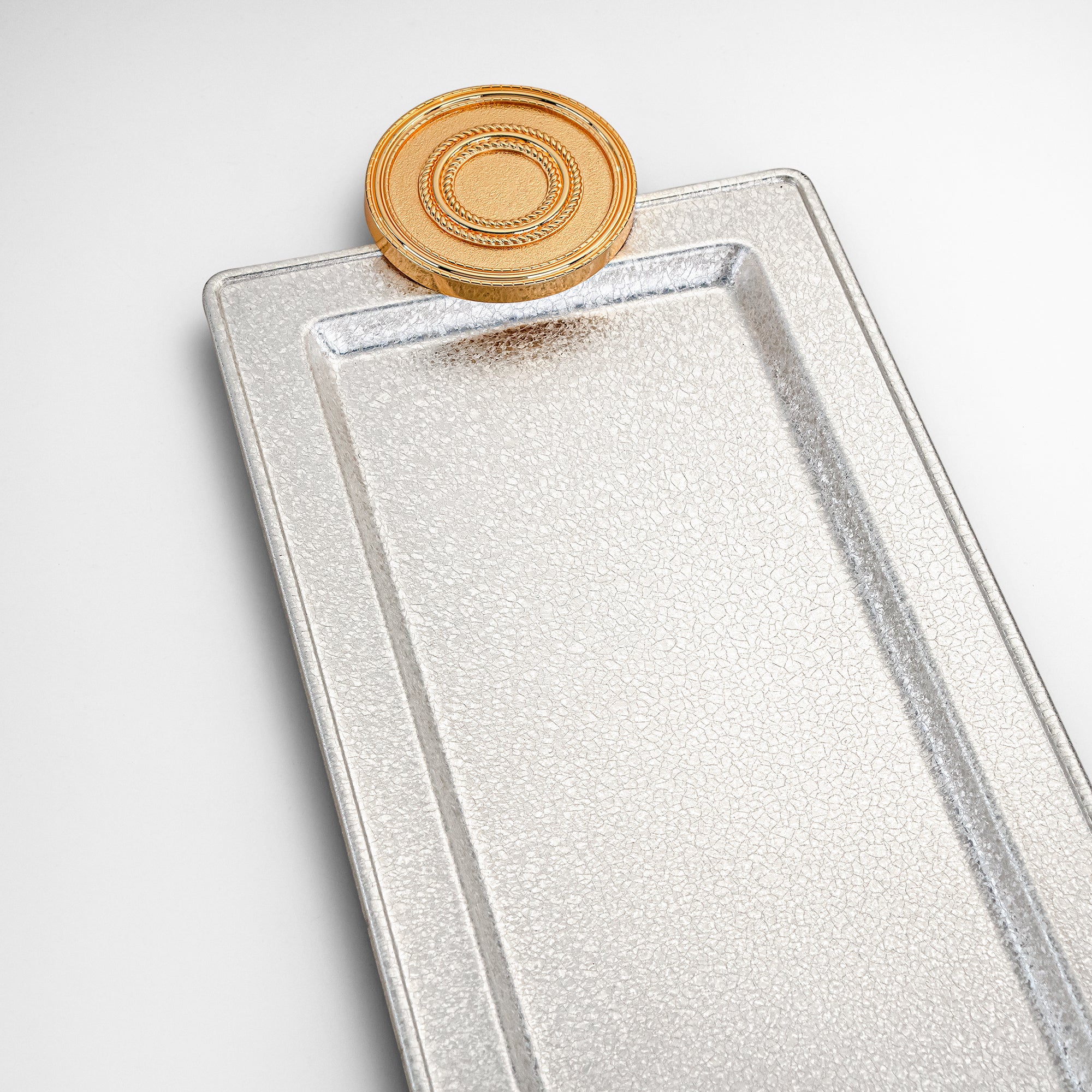 Almarjan Serving Tray 56 cm Silver & Gold Crackle