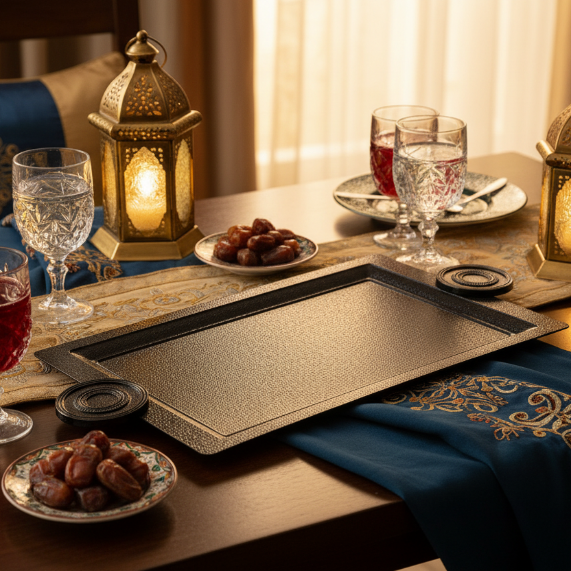 صينية تقديم المرجان 54 سم باللون الأسود بتأثير التشقق