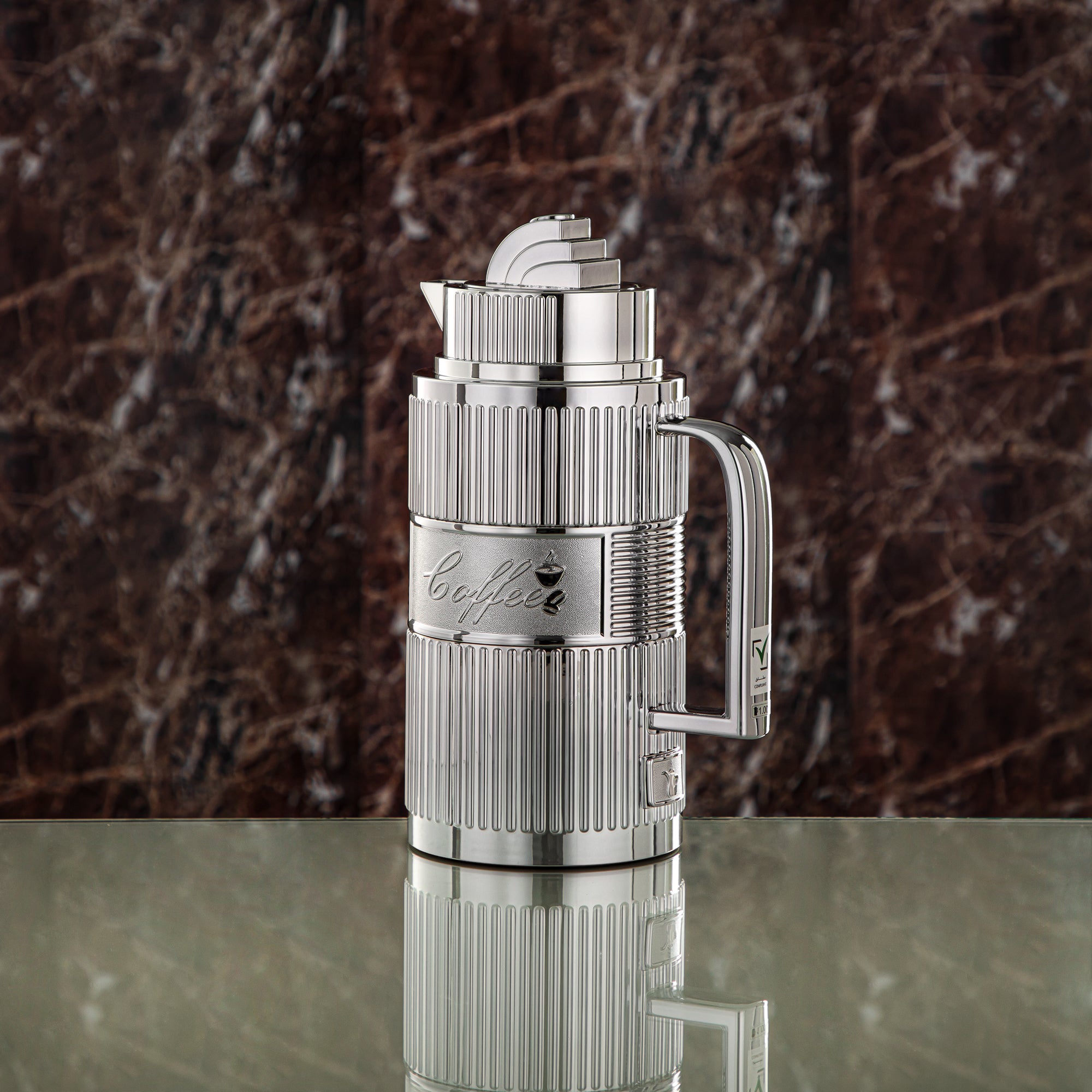 ألمرجان طقم ترامس، ABS، زر ضغط - 1 لتر + 1 لتر، فضي (OUD-S) - شاي وقهوة