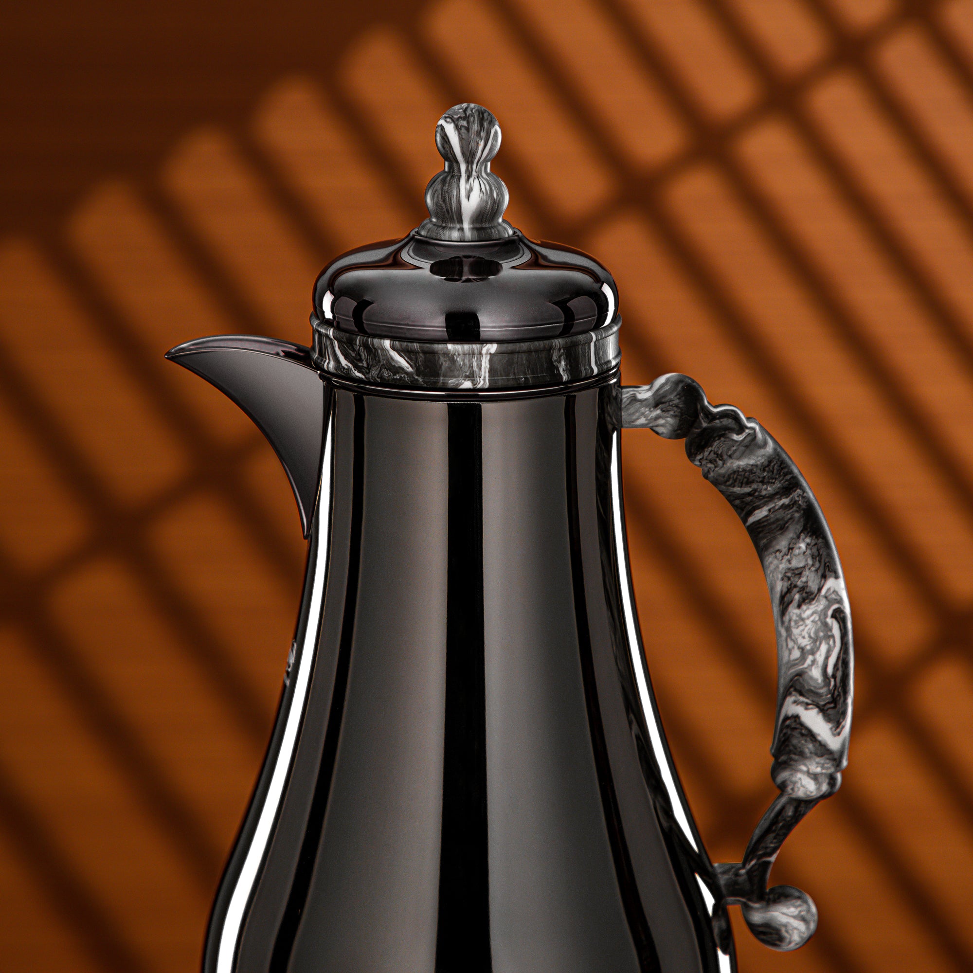 Almarjan Vacuum Flask Set 1L + 1L Black Nickel & Black Marble