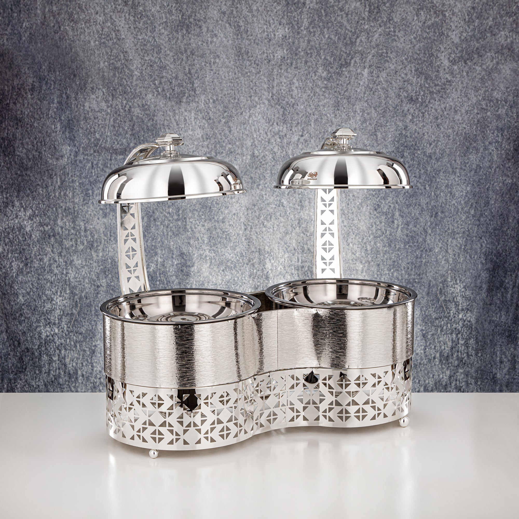 Almarjan 2000 ML + 2000 ML Double Chafing Dish Silver - STS0013345