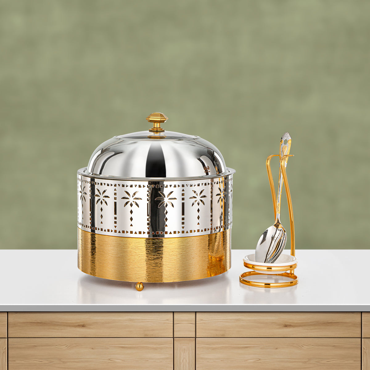 Almarjan 3L Chafing Dish, Brushed Gold & Silver