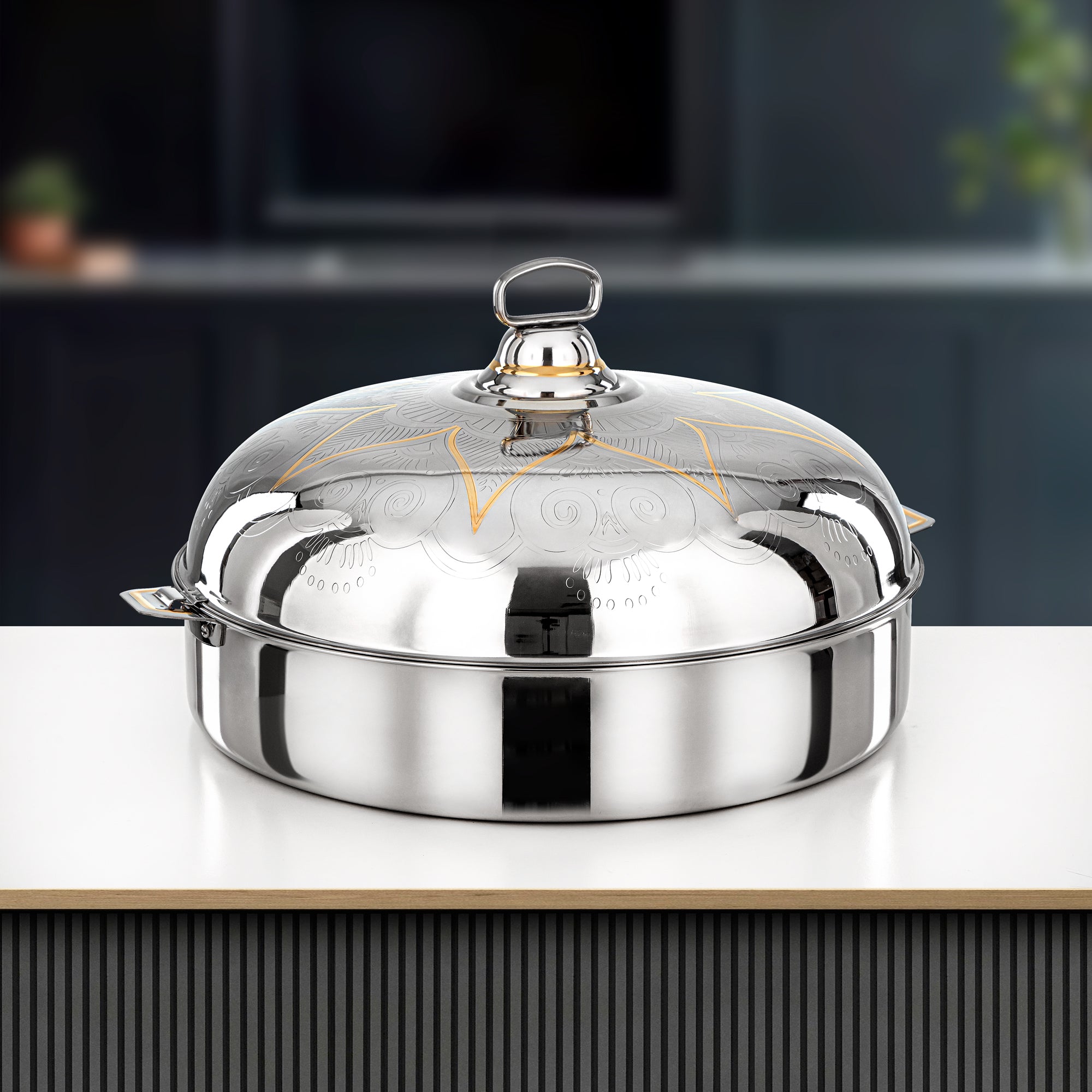 Almarjan Diwan Hot Pot 50cm Silver & Gold