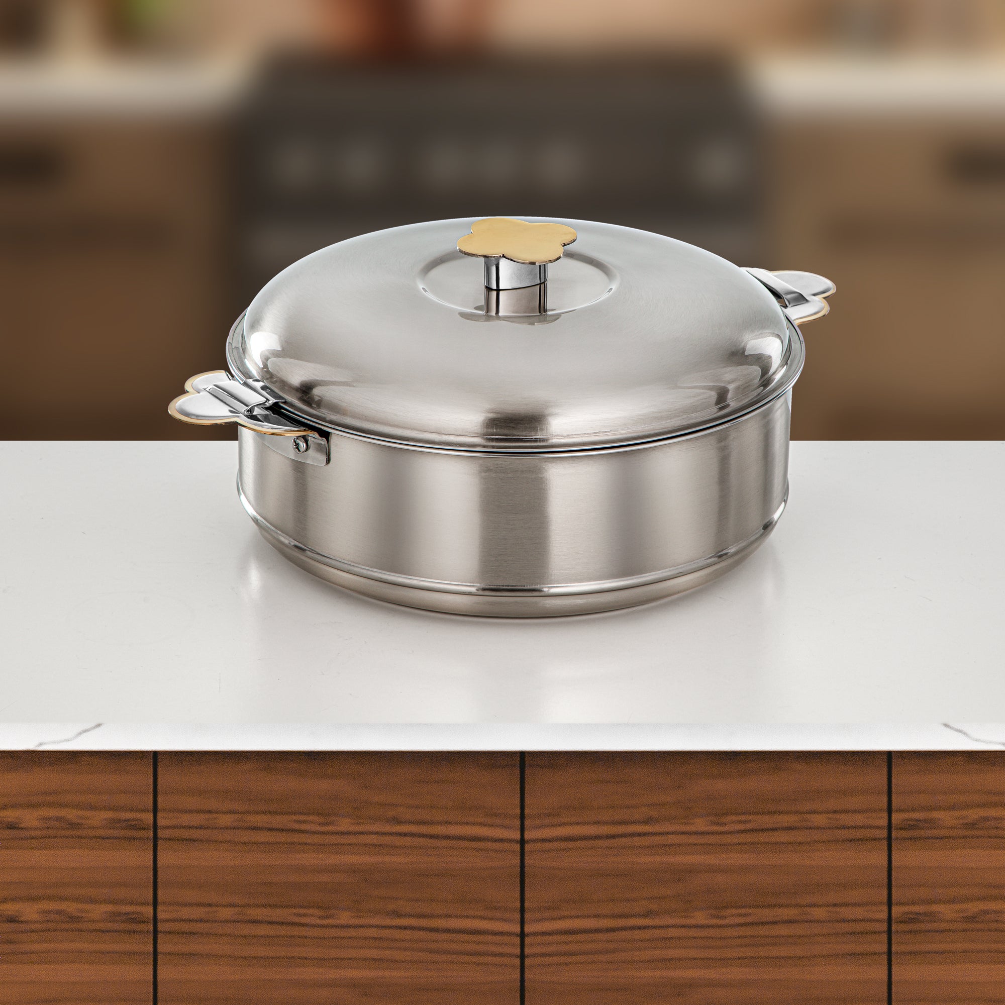 Almarjan Vida Hot Pot Set 3 Pieces 3.5L, 5L & 8L Matt Silver & Gold