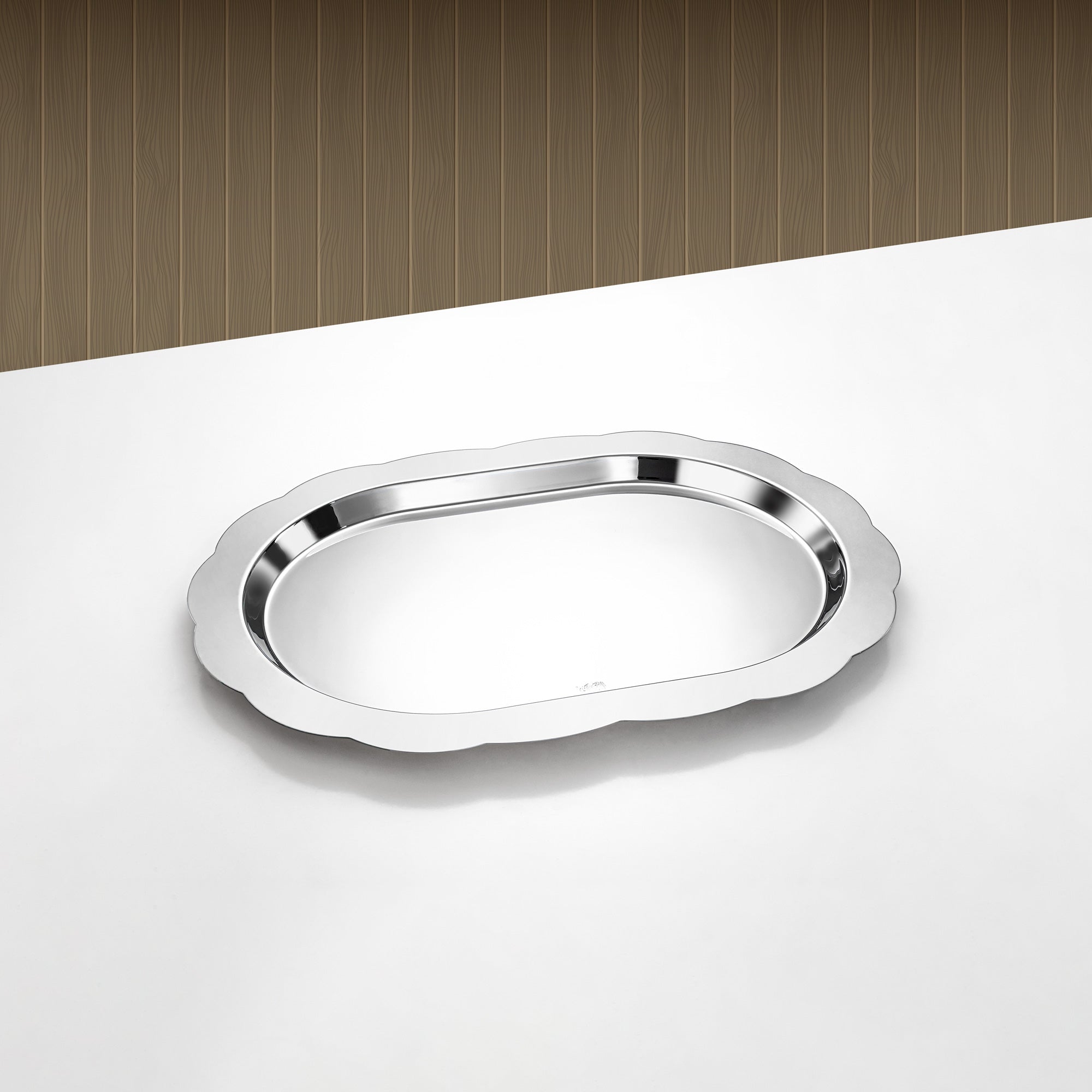 صينية تقديم بيضاوية المرجان جوني ٤٨ سم فضي