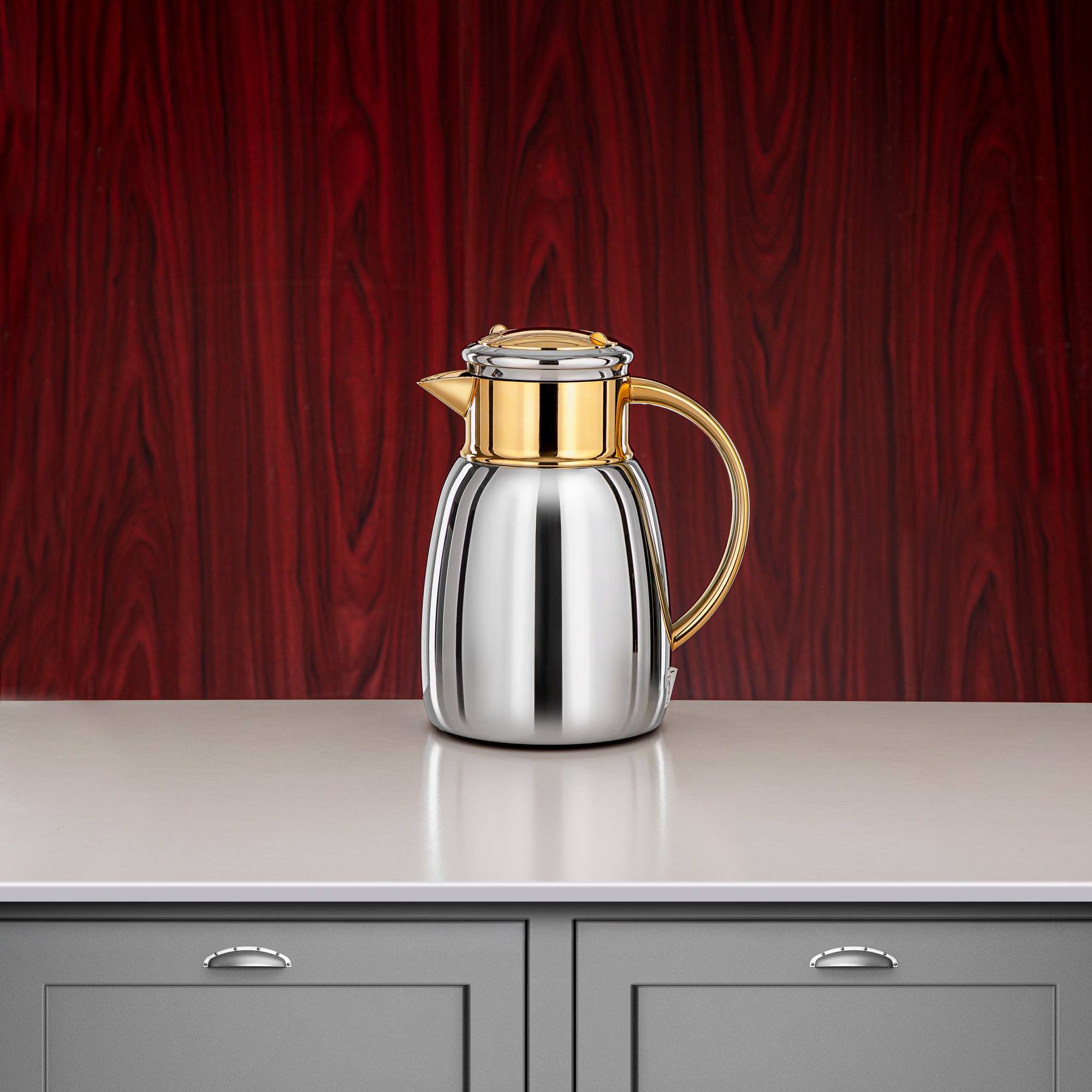 Almarjan Vacuum Flask Set, 0.35L + 0.65L + 1L, Silver & Gold (ULC-0350/0650/1000 CC95) - For Every Occasion