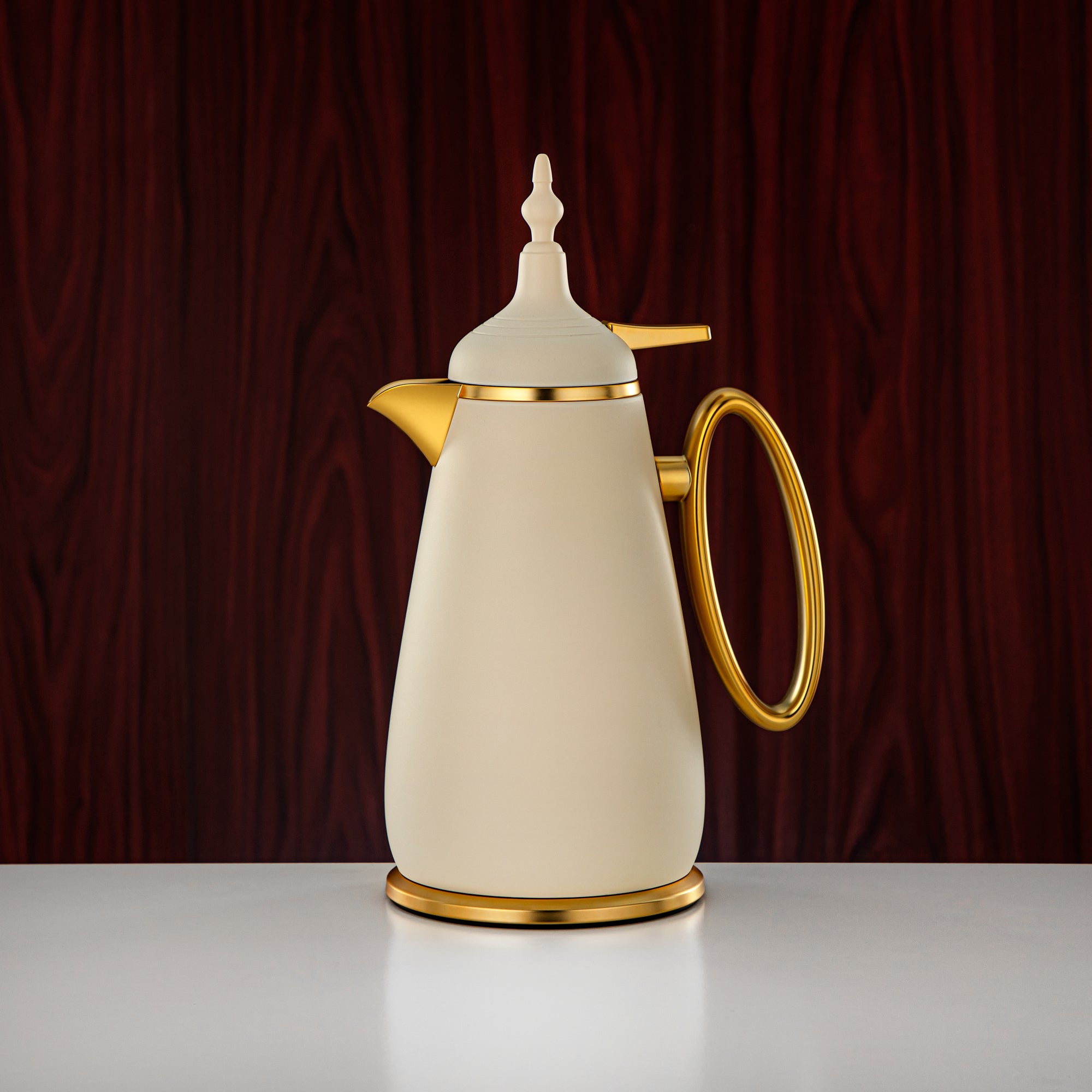 مجموعة طقم ترامس ألومرجان زر ضغط ABS بيج مطفي وذهبي مطفي 0.7 لتر + 1 لتر (UOP-A0700/B1000Q305YE22) - ترمس كلاسيكي