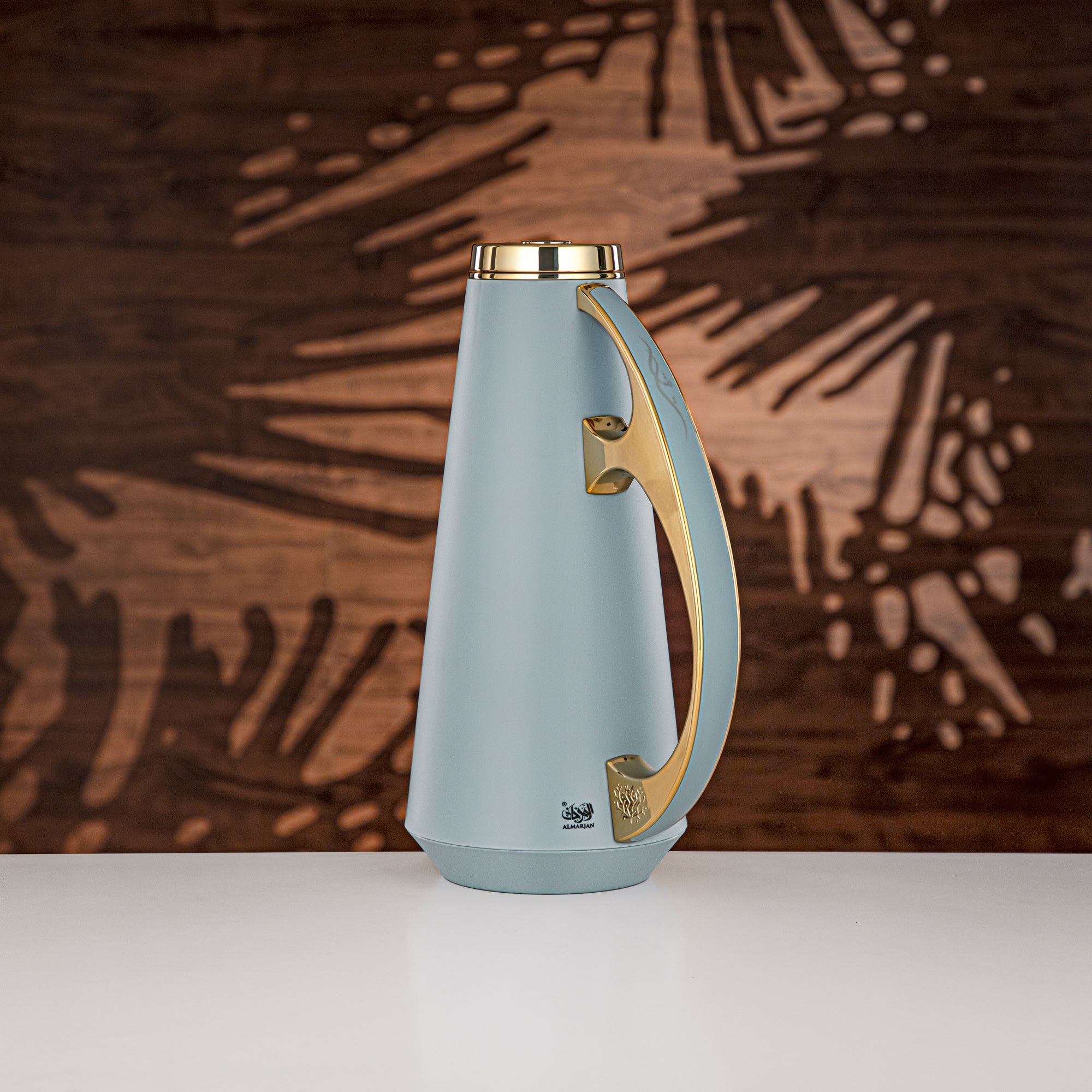 Almarjan Vacuum Flask Set, ABS, 1L + 1L, Light Blue & Gold (UPP-1000/1000 BLUG) - Modern Serving