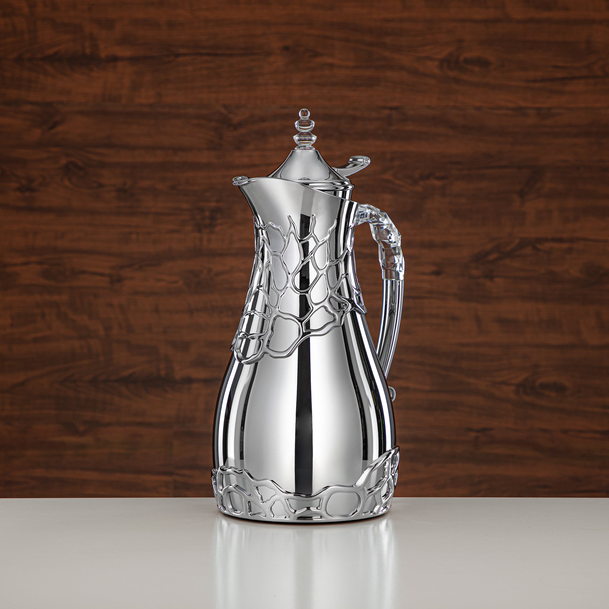 Almarjan Vacuum Flask Set Metal Body 0.7L & 1L ABS & Acrylic Handle (VBC-0700/1000 C) – Full Silver Tea & Coffee Serving