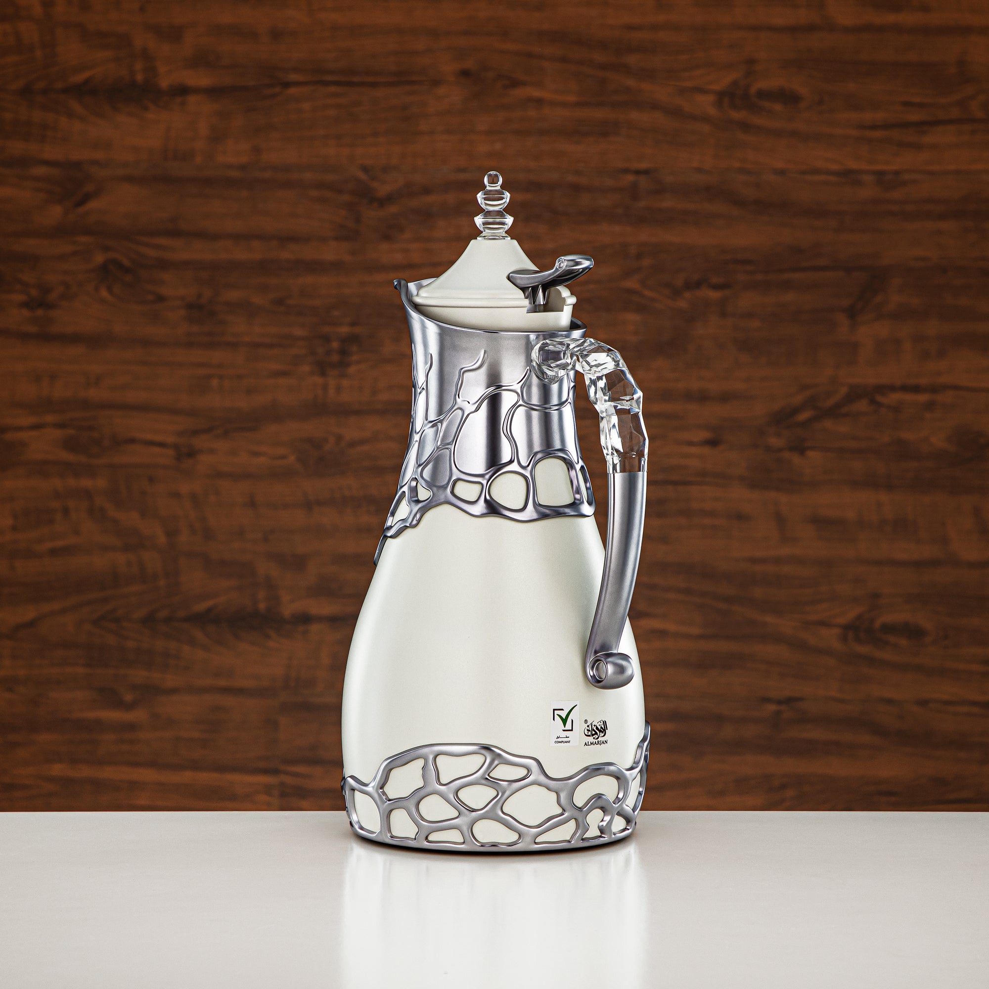 طقم ترامس المرجان بجسم معدني 0.7 لتر و1 لتر بمقبض ABS وأكريليك (VBC-0700/1000 Q330YZE23) – عاجي وفضي مطفي لتقديم الشاي والقهوة