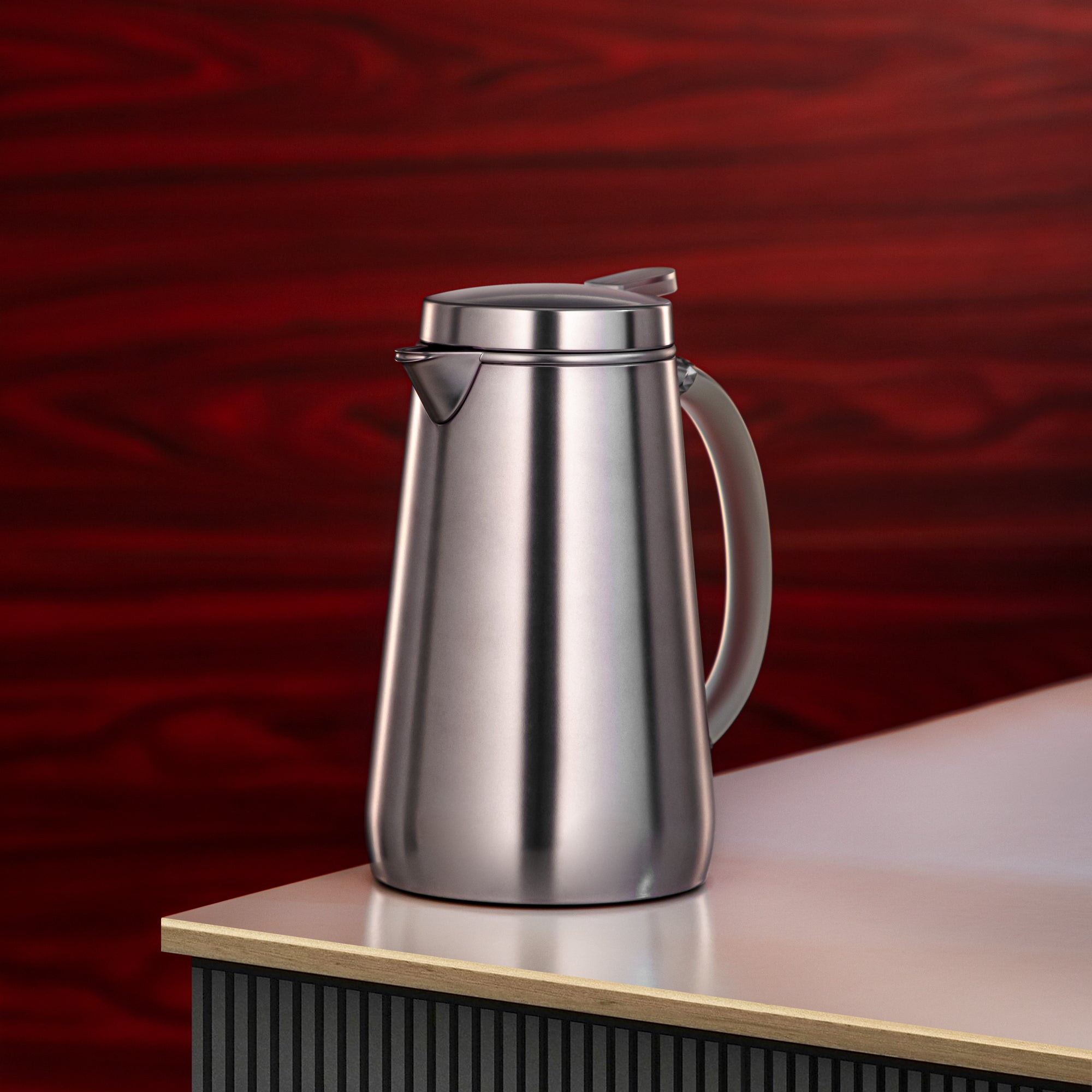 Almarjan Vacuum Flask Metal 0.5 Liter Matt Silver with Frost Handle (VOP-500 E23Y15) – Elegant Serving | Ramadan & Gatherings