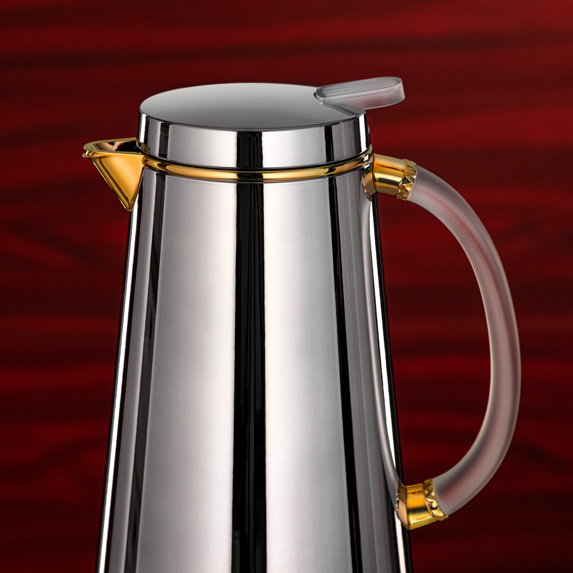 تيرمس المرجان معدن 0.7 لتر فضي مع صنبور ذهبي ومقبض فروست (VOP-700 CC95Y15) – تقديم أنيق | رمضان و التجمعات