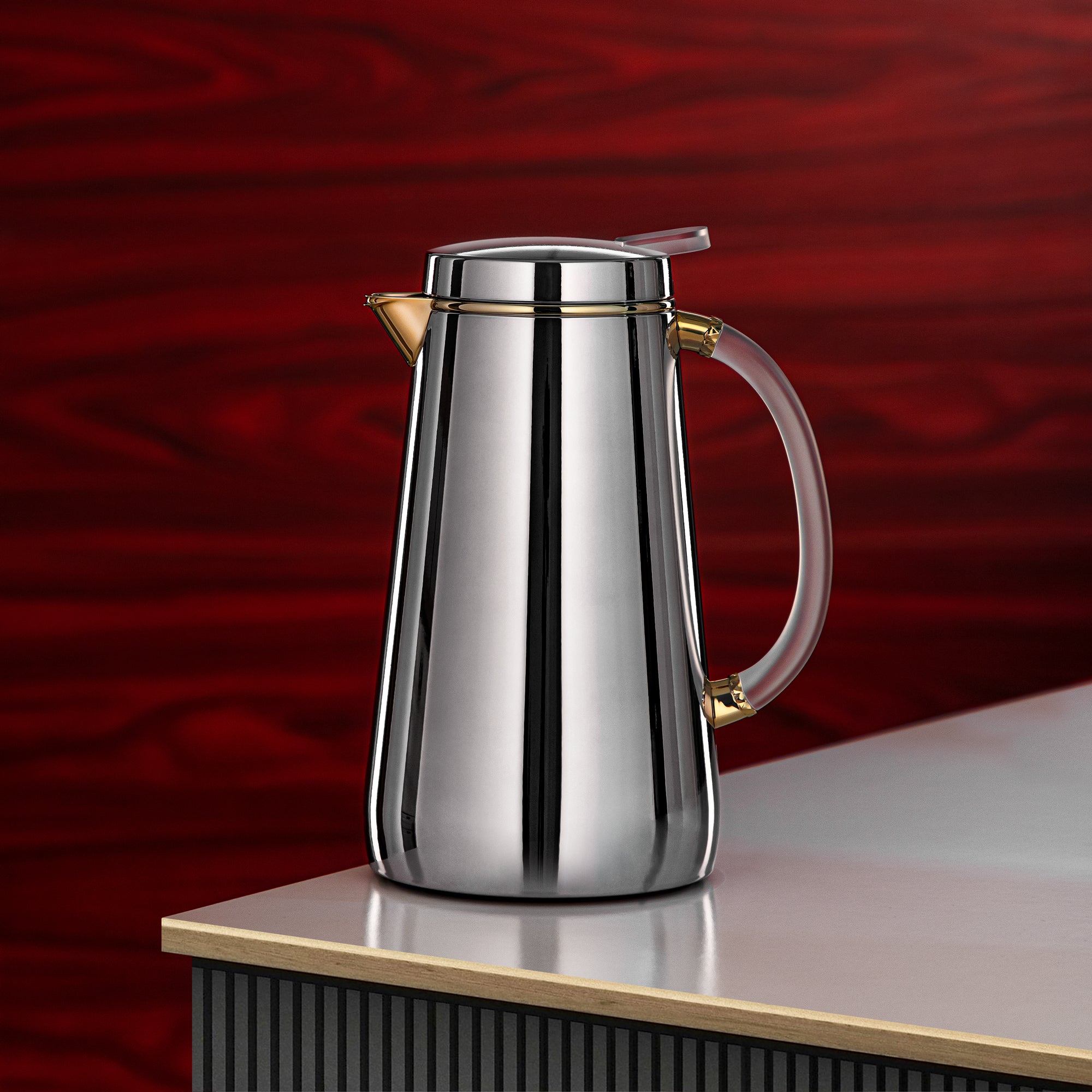 تيرمس المرجان معدن 0.7 لتر فضي مع صنبور ذهبي ومقبض فروست (VOP-700 CC95Y15) – تقديم أنيق | رمضان و التجمعات