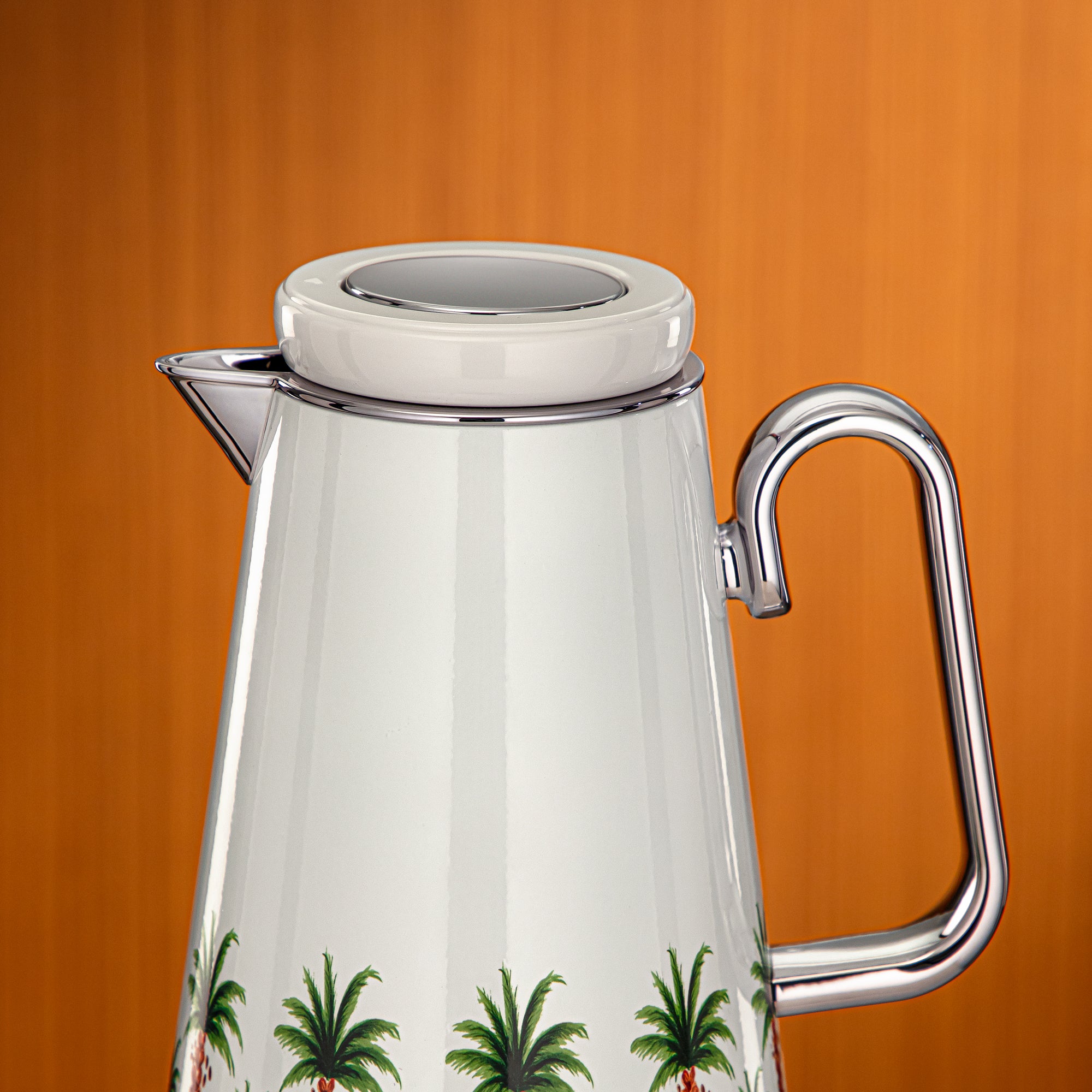 Almarjan Vacuum Flask 1L Floral & Silver