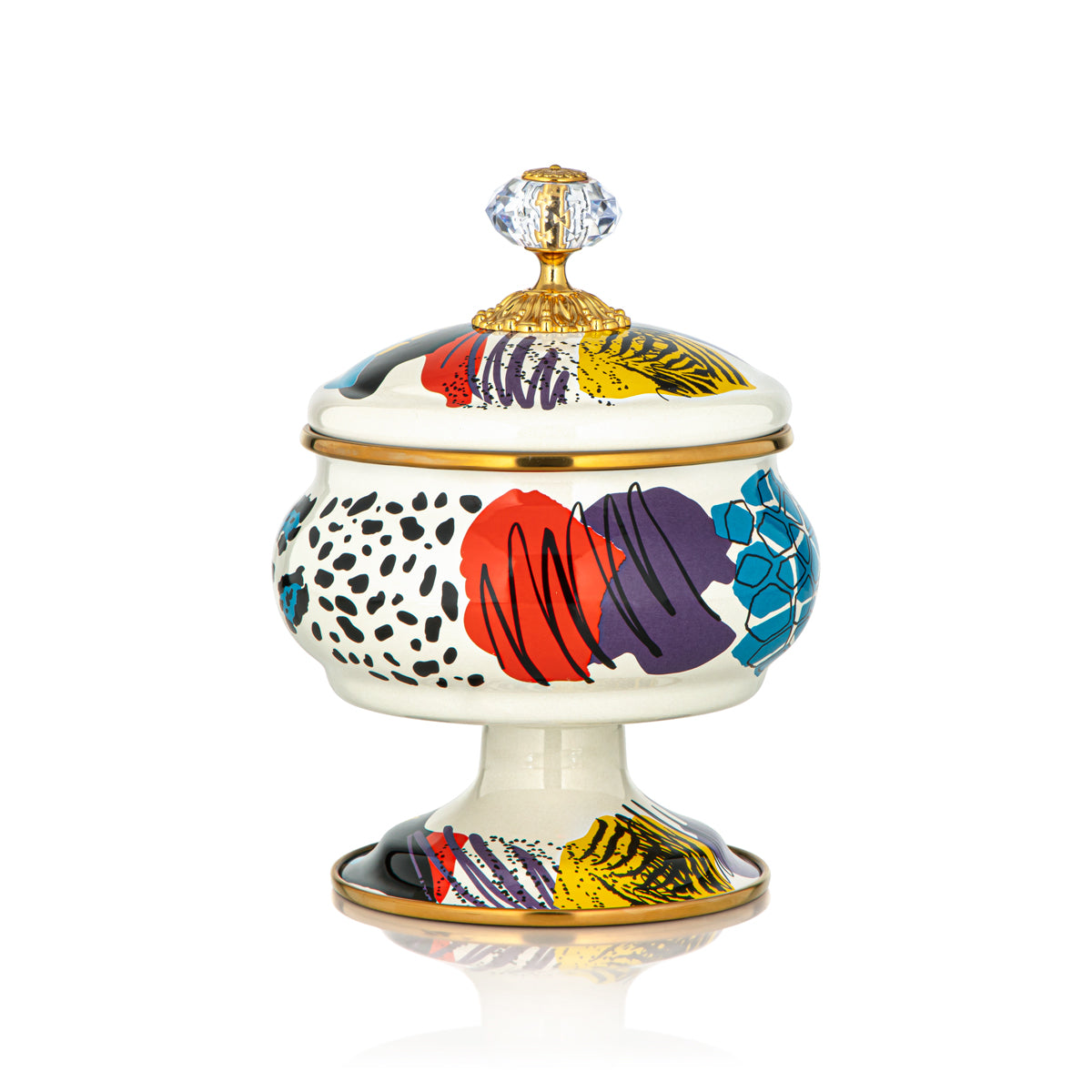 Almarjan 14 CM Tohfa Collection Enamel Sugar Bowl With Stand - 287421107