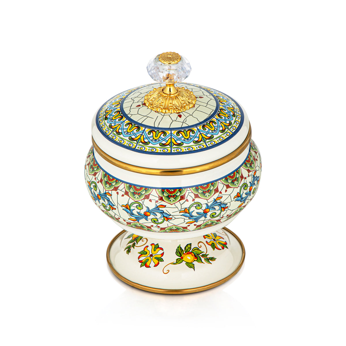 Almarjan 14 CM Tohfa Collection Enamel Sugar Bowl With Stand - 287421123