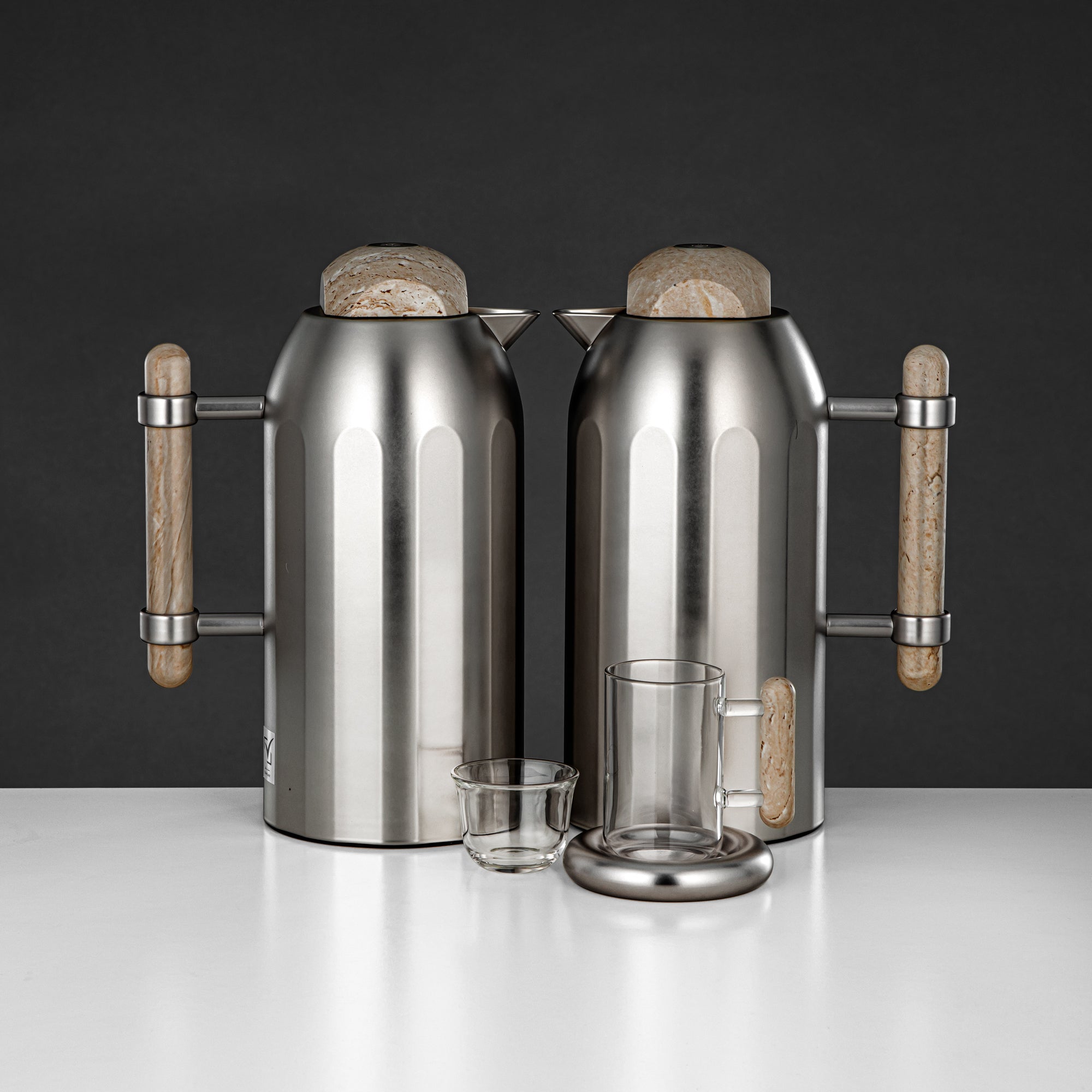 طقم ترامس المرجان 21 قطعة بلمسة نيكل غير لامع مع مقبض وغطاء من الترافرتين 1L + 1L (FG211-21 MNI/TM) – تقديم متكامل | رمضان و التجمعات