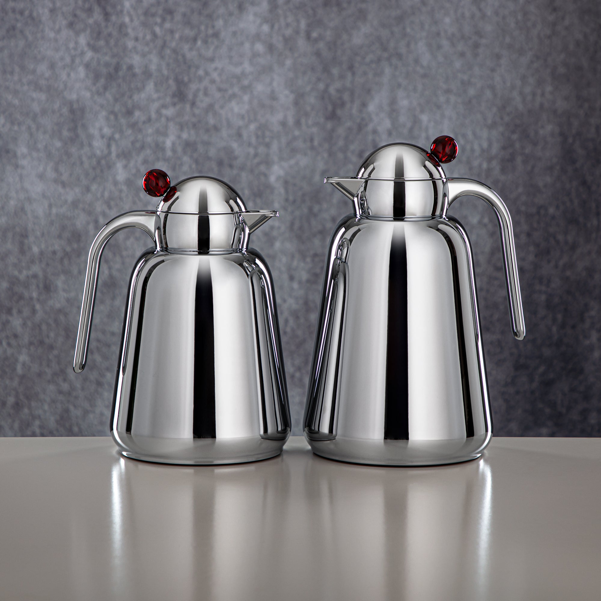 Almarjan Vacuum Flask Set - 1L + 1.5L, Maroon & Silver (FG807-100/150 MAR/C) - Modern Vacuum Flask