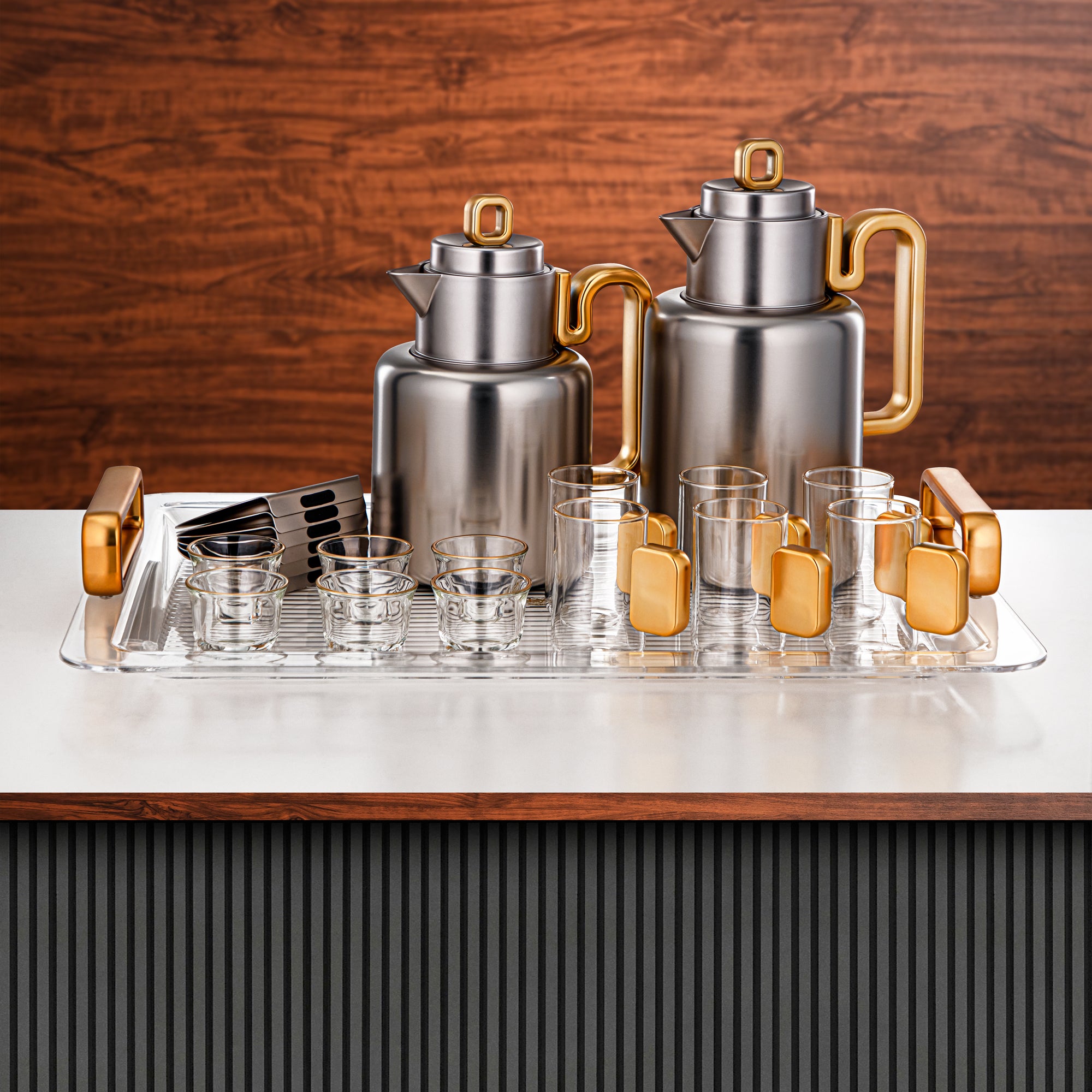 Always Almarjan Vacuum flask Set 0.5 liter & 1 liter matt nickel & matt gold (FG815-21 MNI/MG)