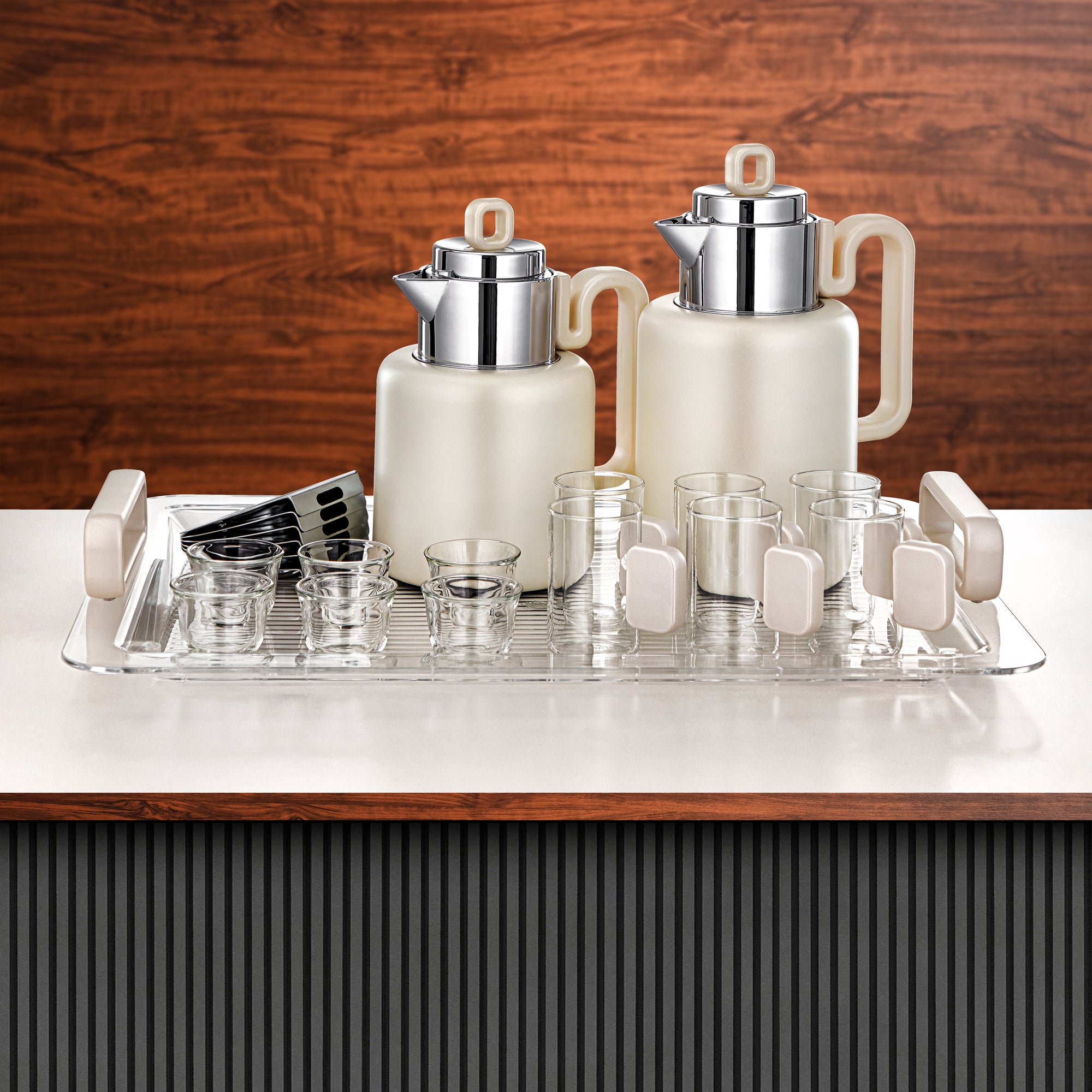 Always Almarjan Vacuum flask Set 0.5 liter & 1 liter matt pearl white & silver (FG815-21 MPW/C)