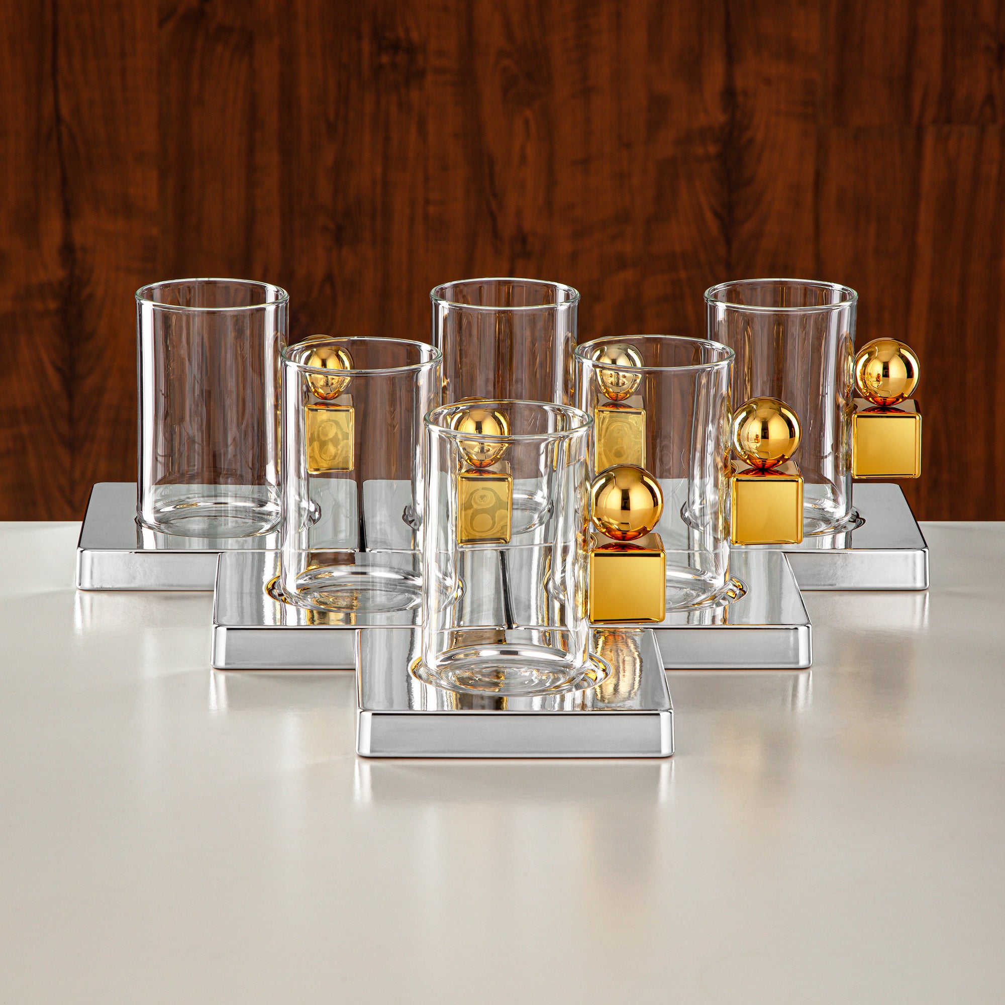 Almarjan Tea Set 18 Pieces Silver & Gold