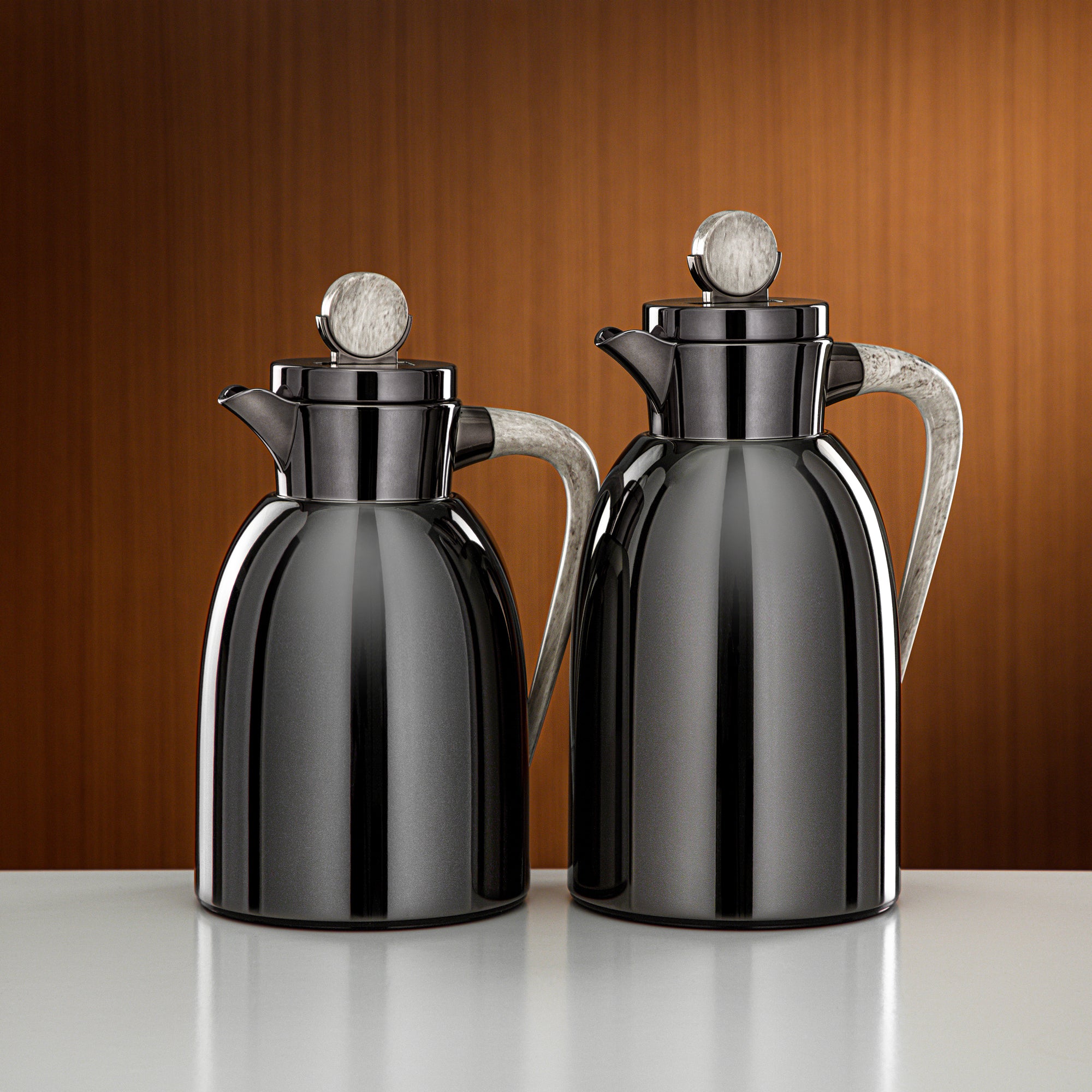 طقم ترامس المرجان قطعتان باللون الأسود الفحمي والرخام