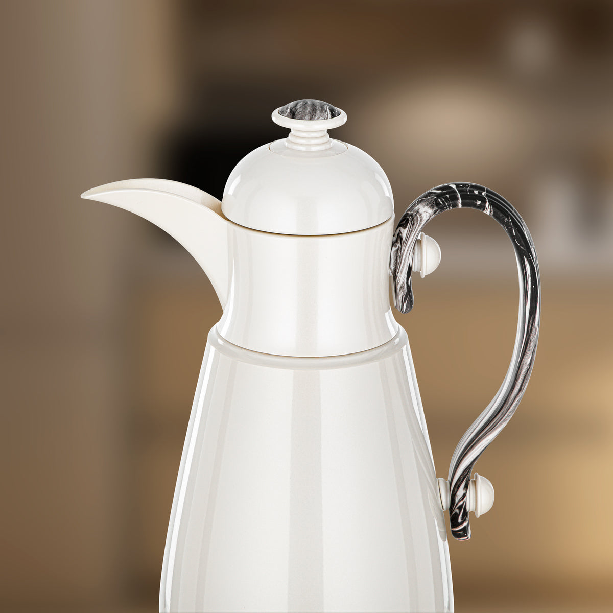 Almarjan Double Wall Vacuum Flask 0.5 Lit, Pearl White & Marble
