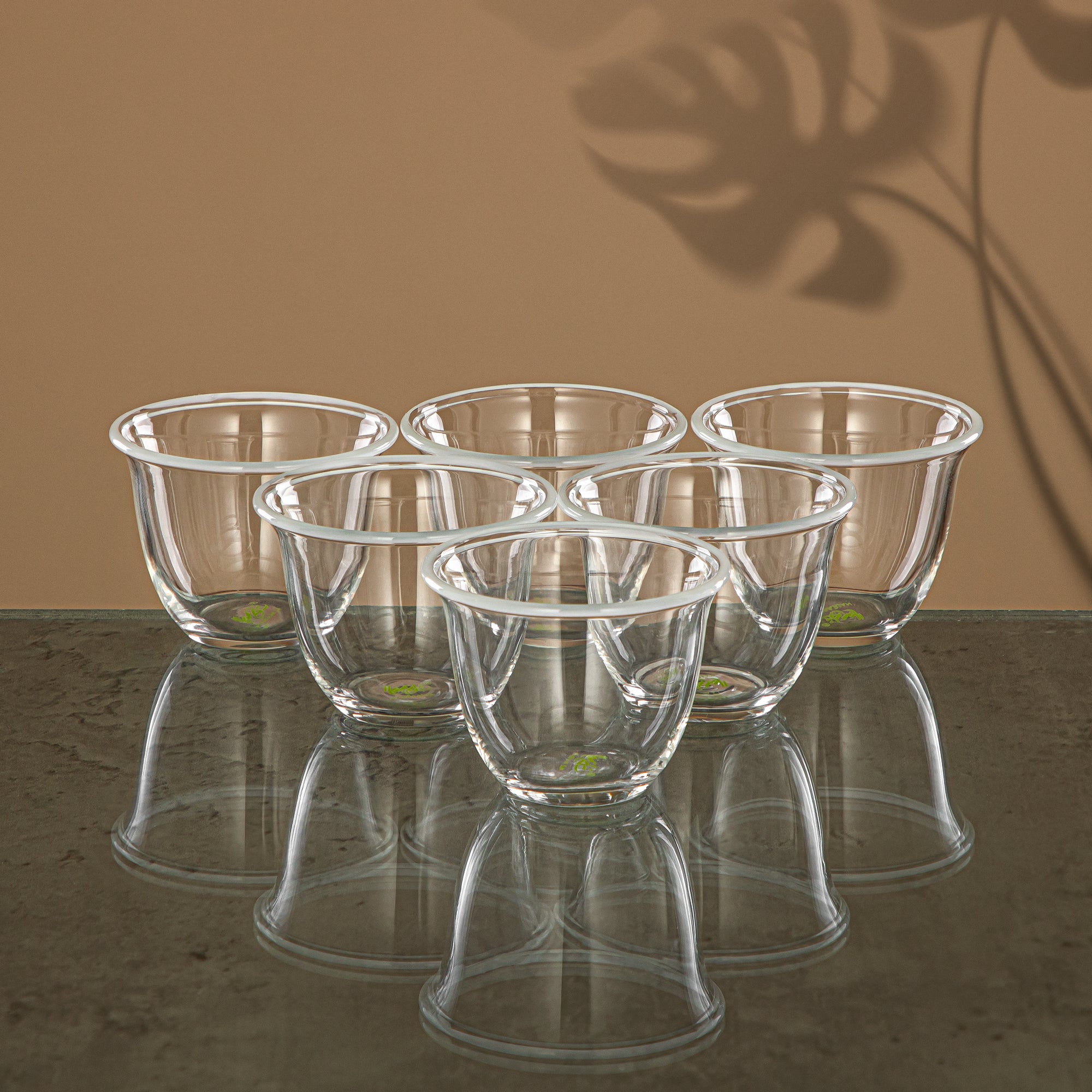 Almarjan Tea & Coffee Set 18 Pieces, Borosilicate Glass, Clear & Frost (GLS0010114) - Serving Tea & Coffee