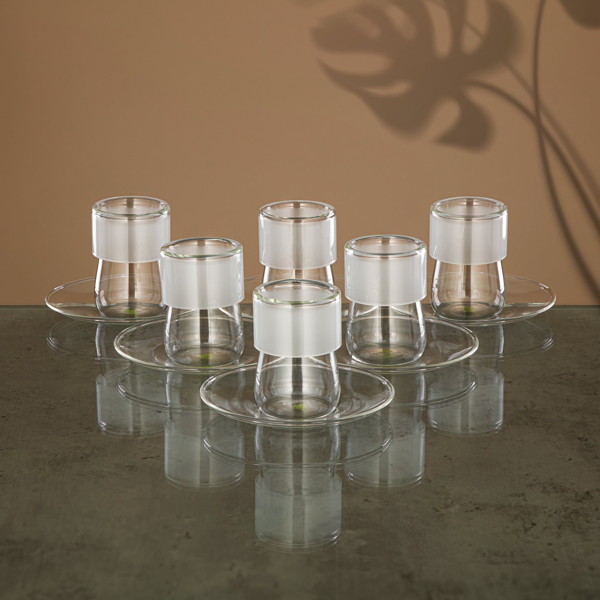 Almarjan Tea Set 6 Pieces, Borosilicate Glass, Clear & Frost (GLS0010142) - Modern Serveware