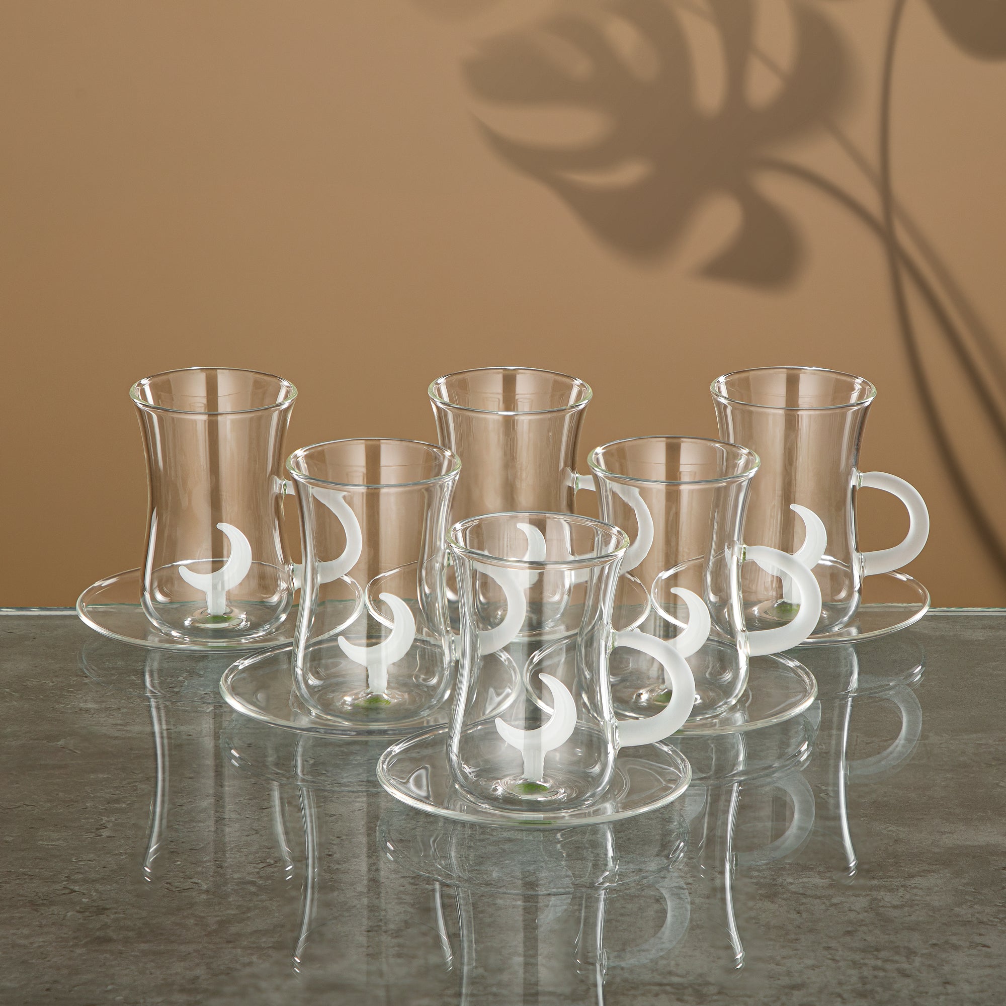 Almarjan Tea Set 6 Pieces, Borosilicate Glass, Clear & Frost (GLS0010176) - Moonrise Collection