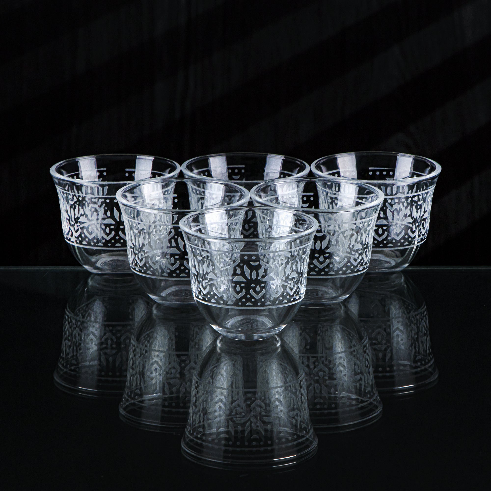 Almarjan 6 Pieces Folk Collection Glass Cawa Cup - GLS2630001